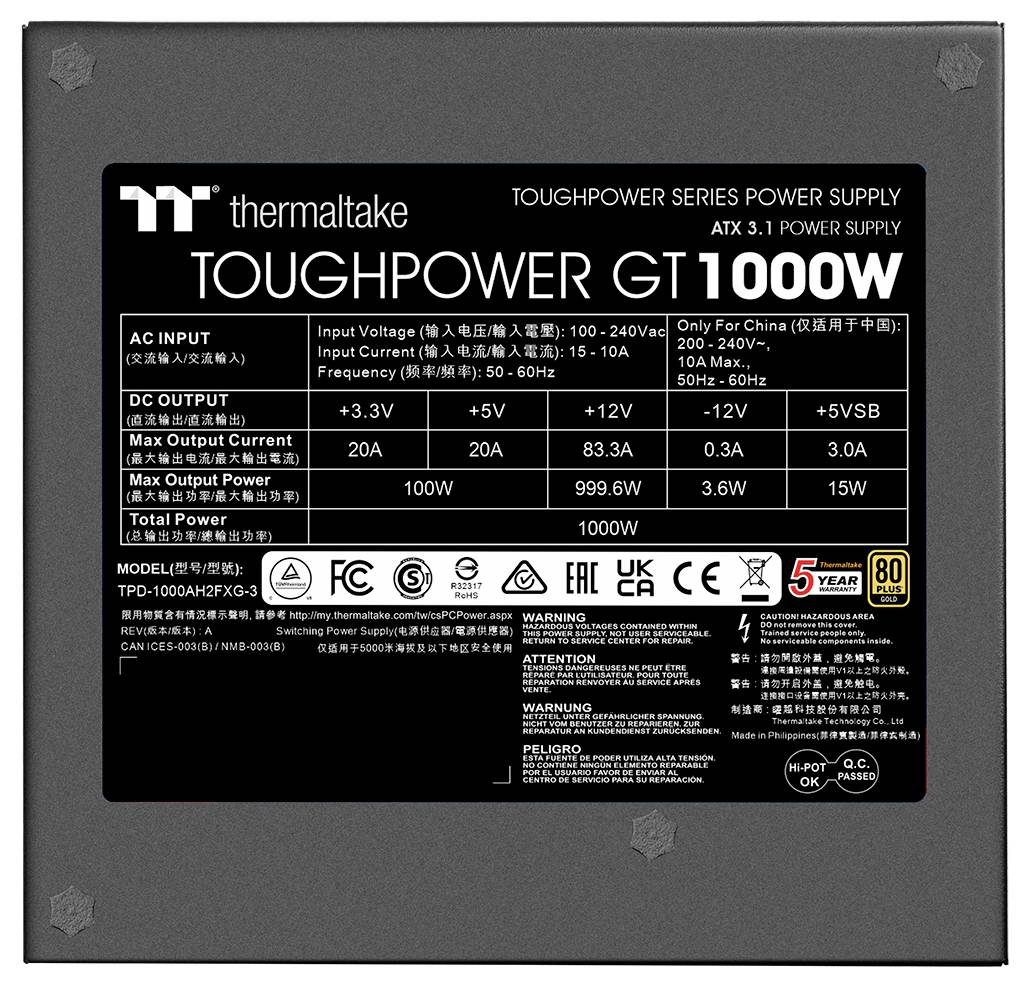 Thermaltake Toughpower GT 1000W Alimentation PC 1000 W ATX
