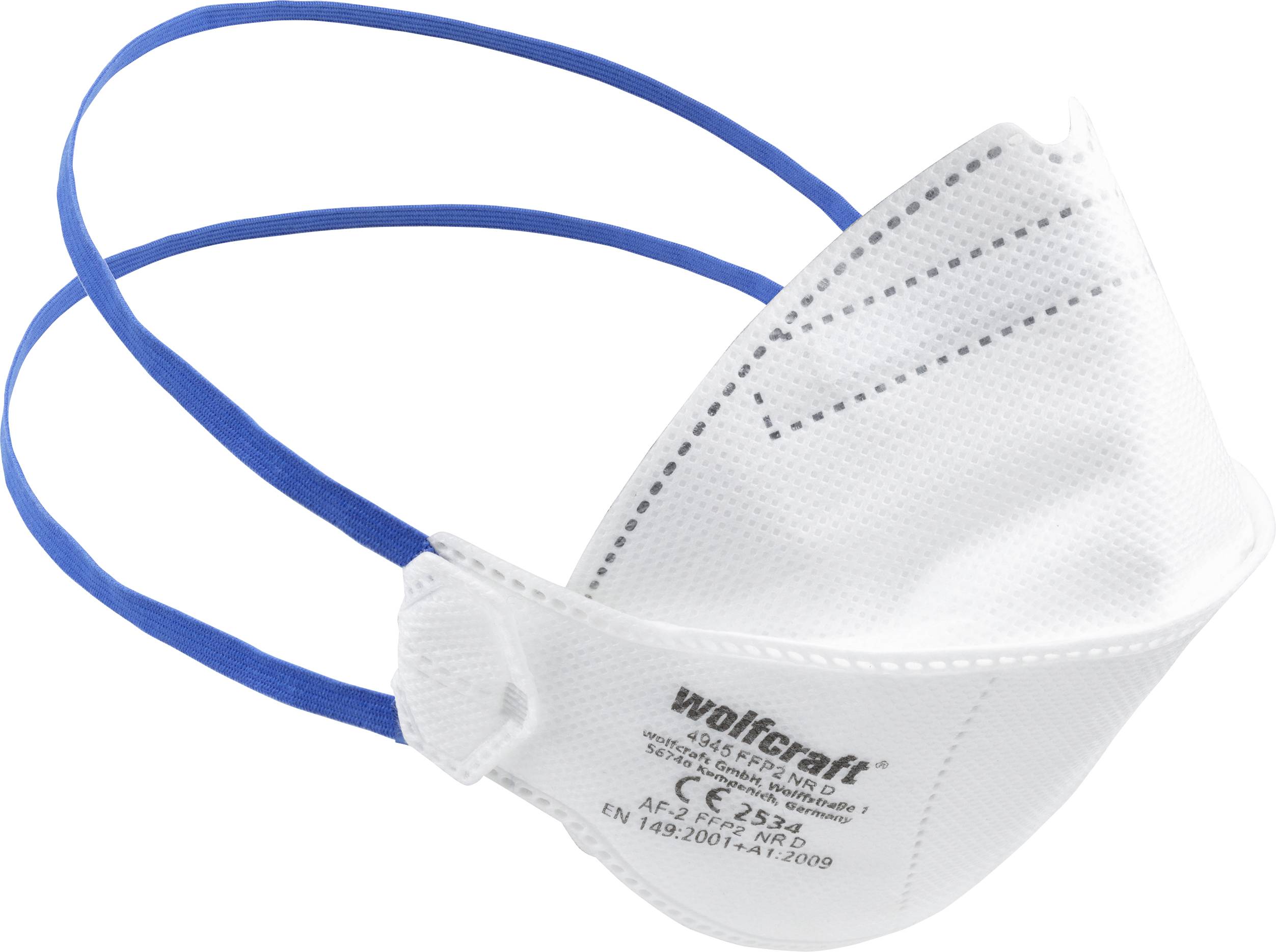 Wolfcraft 4945000 Masque anti poussières fines sans valve FFP2 D 2 pc(s) EN 149:2001 + A1:2009