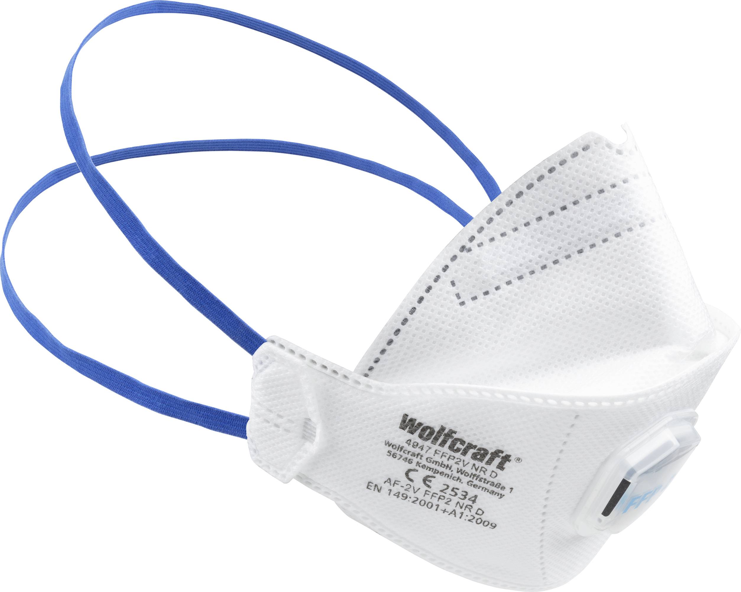 Wolfcraft 4947000 Masque anti poussières fines avec valve FFP2 D 2 pc(s) EN 149:2001 + A1:2009