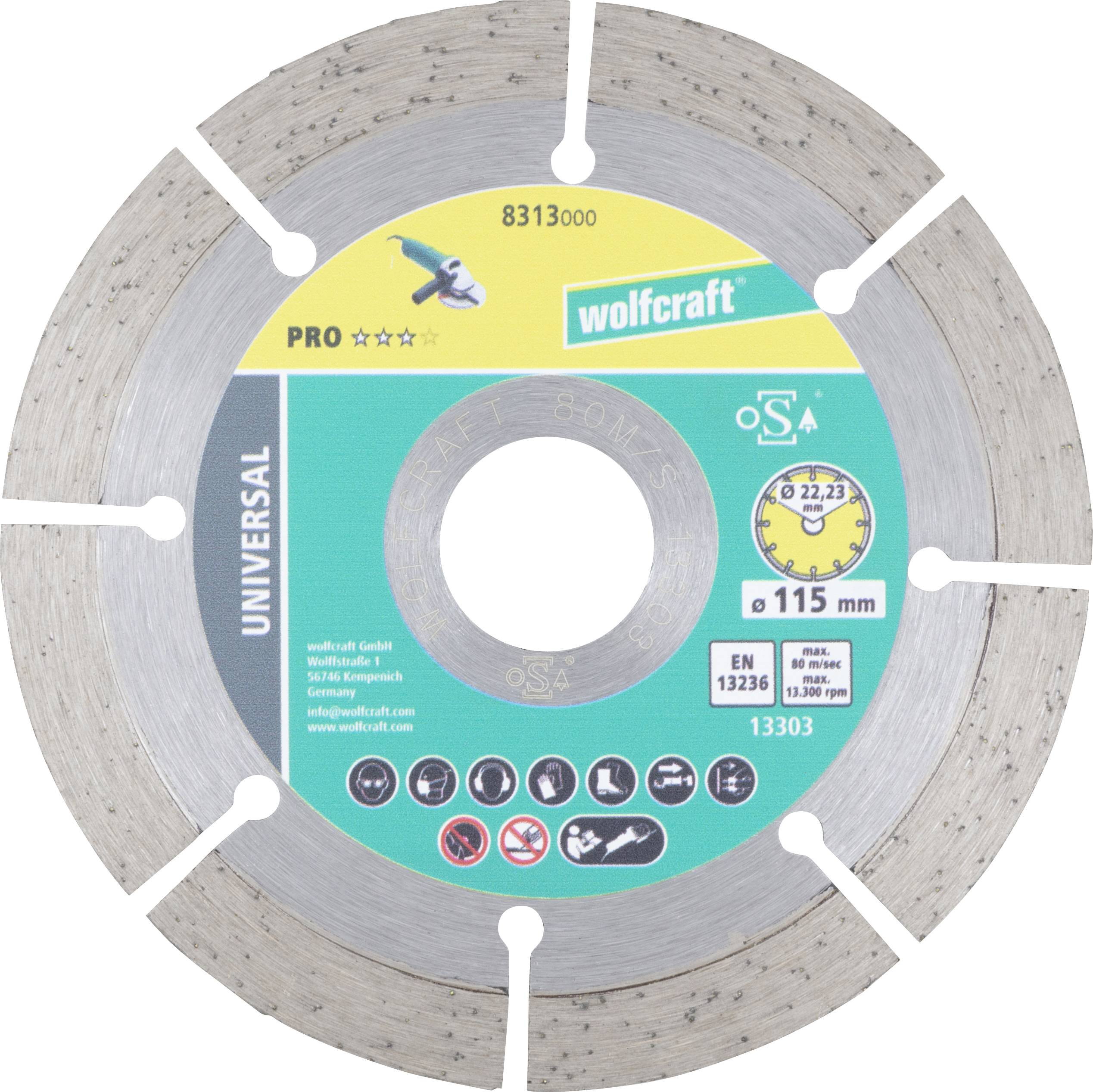 Wolfcraft 8313000 Disque à tronçonner diamanté 115 mm 1 pc(s)