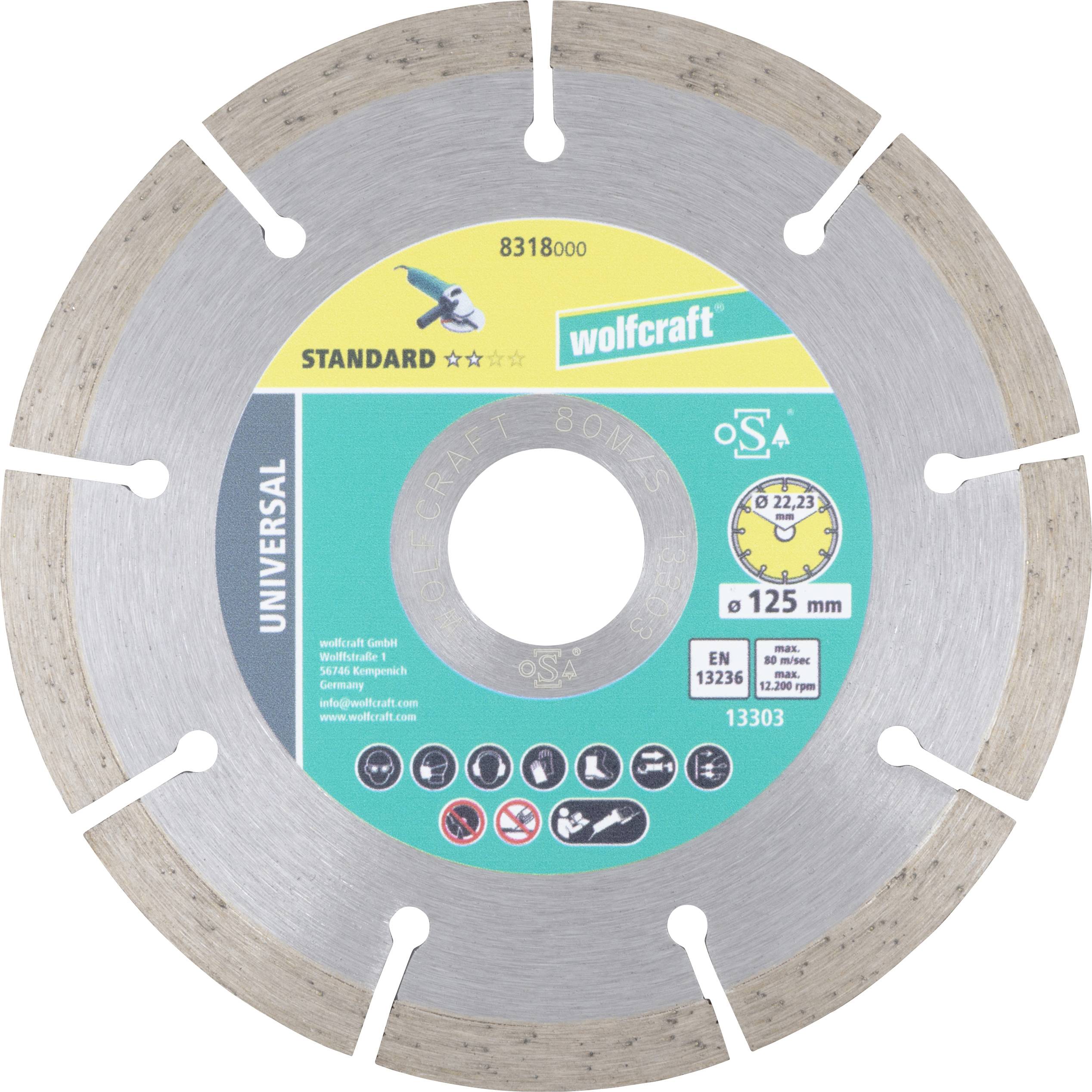 Wolfcraft 8318000 Disque à tronçonner diamanté 125 mm 1 pc(s) pierre ponce, Pierre