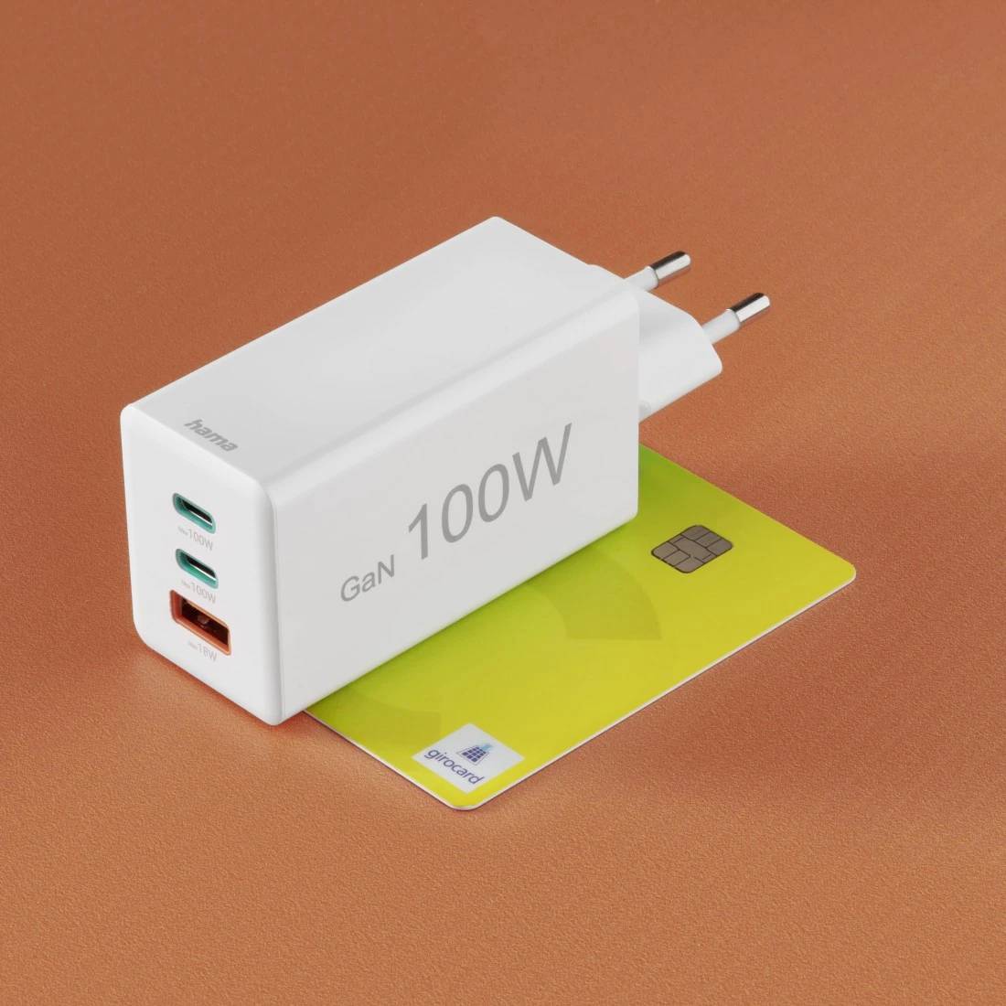 Hama Schnellladegerät, GaN, 2x USB-C, 1x USB-A, Mini-Ladegerät, PD, 100 W, Weiß Chargeur USB 100 W blanc