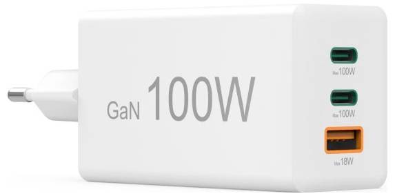 Hama Schnellladegerät, GaN, 2x USB-C, 1x USB-A, Mini-Ladegerät, PD, 100 W, Weiß Chargeur USB 100 W blanc