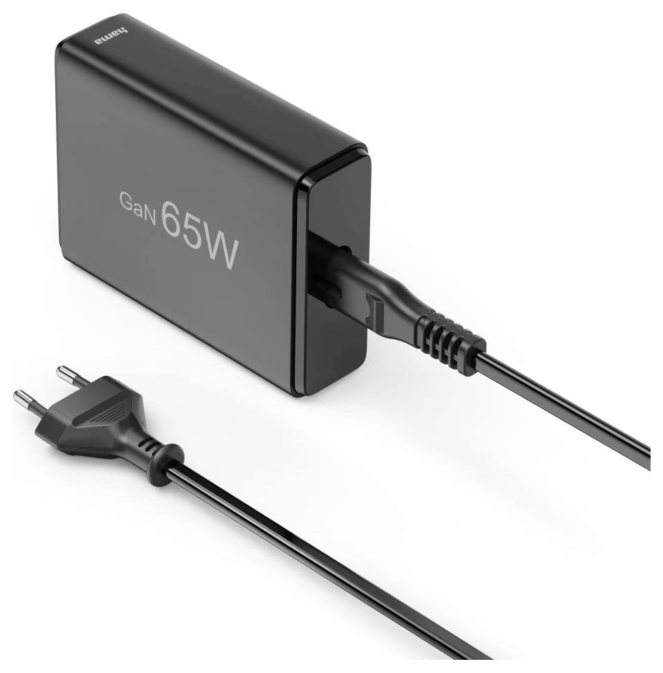 Hama USB-Ladestation 4 Ports, GaN, Schnellladegerät, 2xUSB-C, 2xUSB-A, PD, 65 W Station de charge USB 65 W noir
