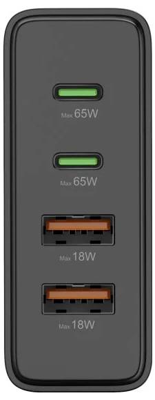 Hama USB-Ladestation 4 Ports, GaN, Schnellladegerät, 2xUSB-C, 2xUSB-A, PD, 65 W Station de charge USB 65 W noir