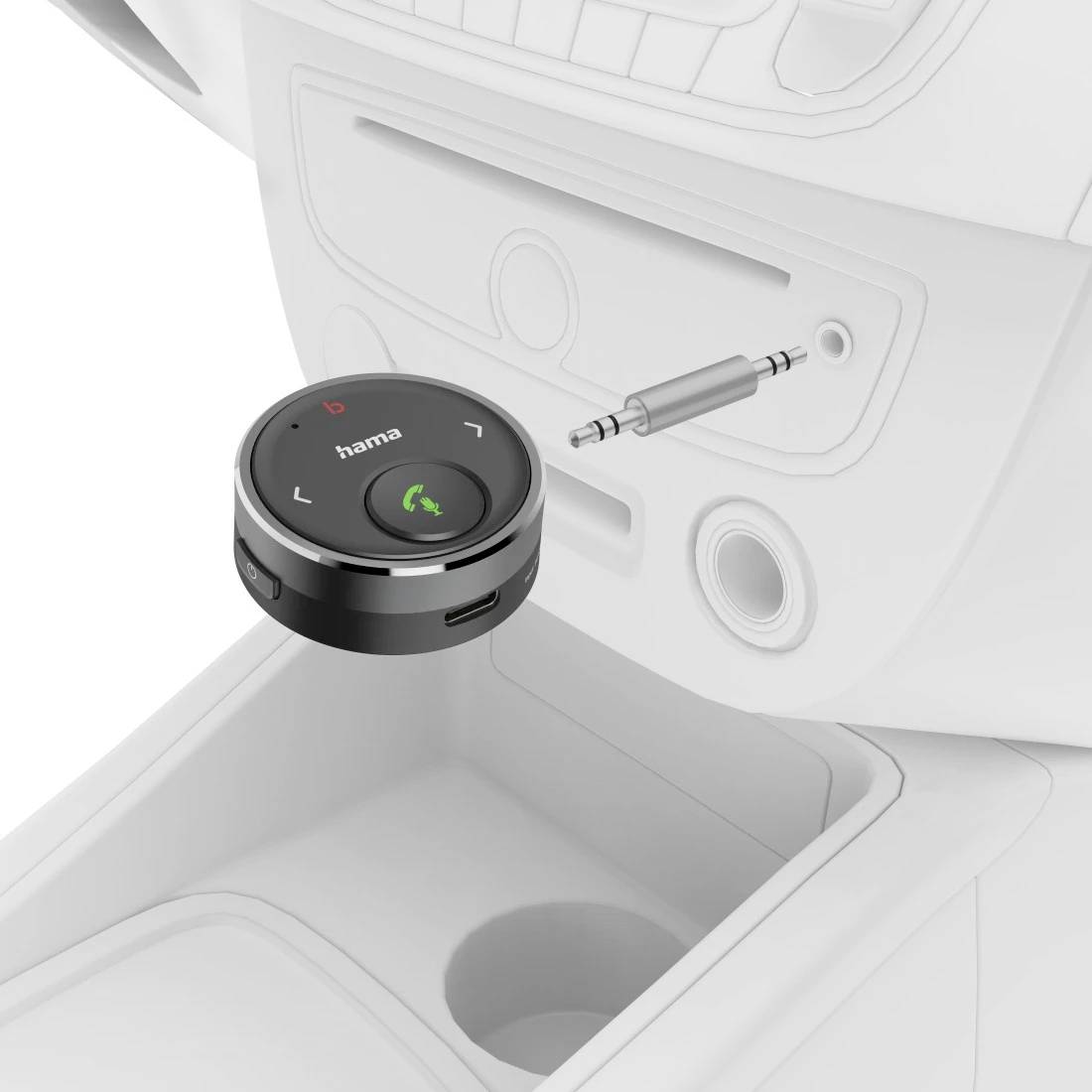 Hama Bluetooth®-Receiver für Kfz, 3,5-mm-Stecker, Sprachsteuerung, Freisprechen Kit mains libres Bluetooth