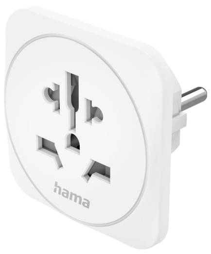 Hama 00223455 Adaptateur de voyage Reiseadapter Typ E und F, 3-polig, universal, Welt nach Europa, Weiß