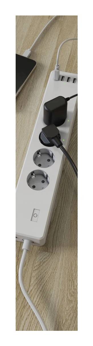 Hama Smarte WLAN-Steckdosenleiste 4-fach, einzeln schaltbar, Überlastsch., 4xUSB Prise