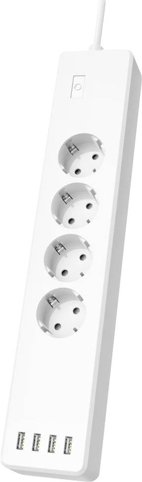 Hama Smarte WLAN-Steckdosenleiste 4-fach, einzeln schaltbar, Überlastsch., 4xUSB Prise
