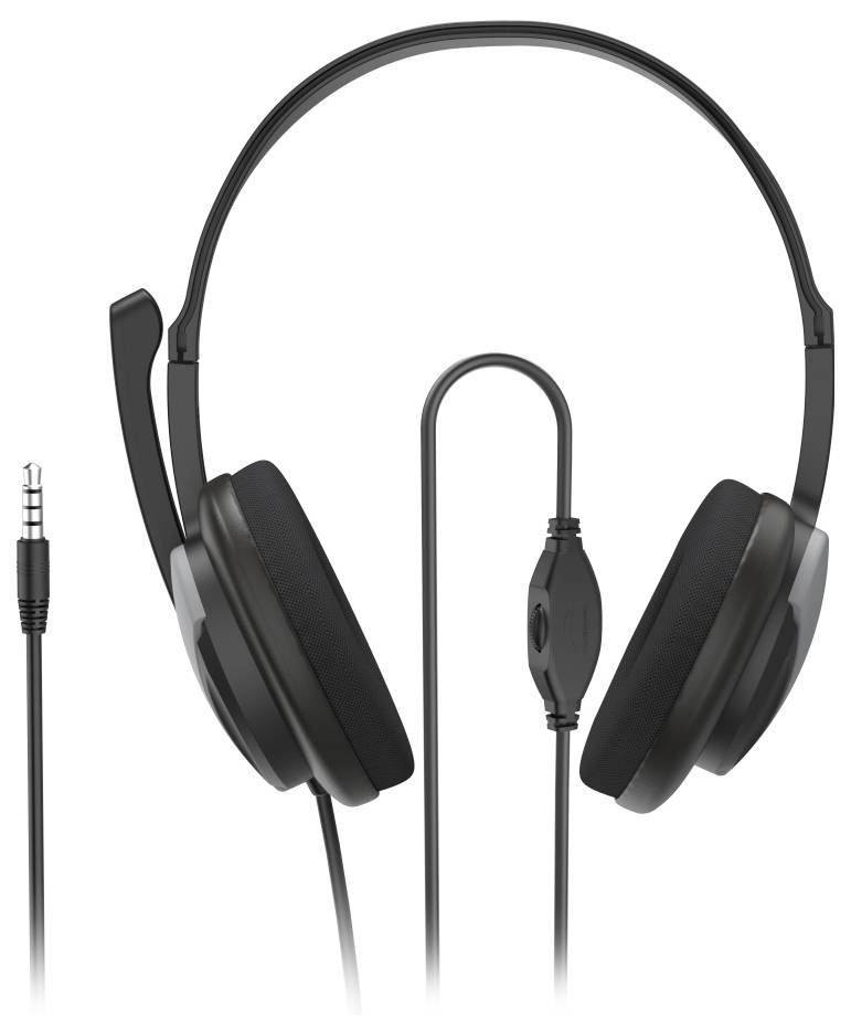 Hama PC-Office-Headset "HS-P100 V2", Stereo, Schwarz Micro-casque supra-auriculaire noir, argent
