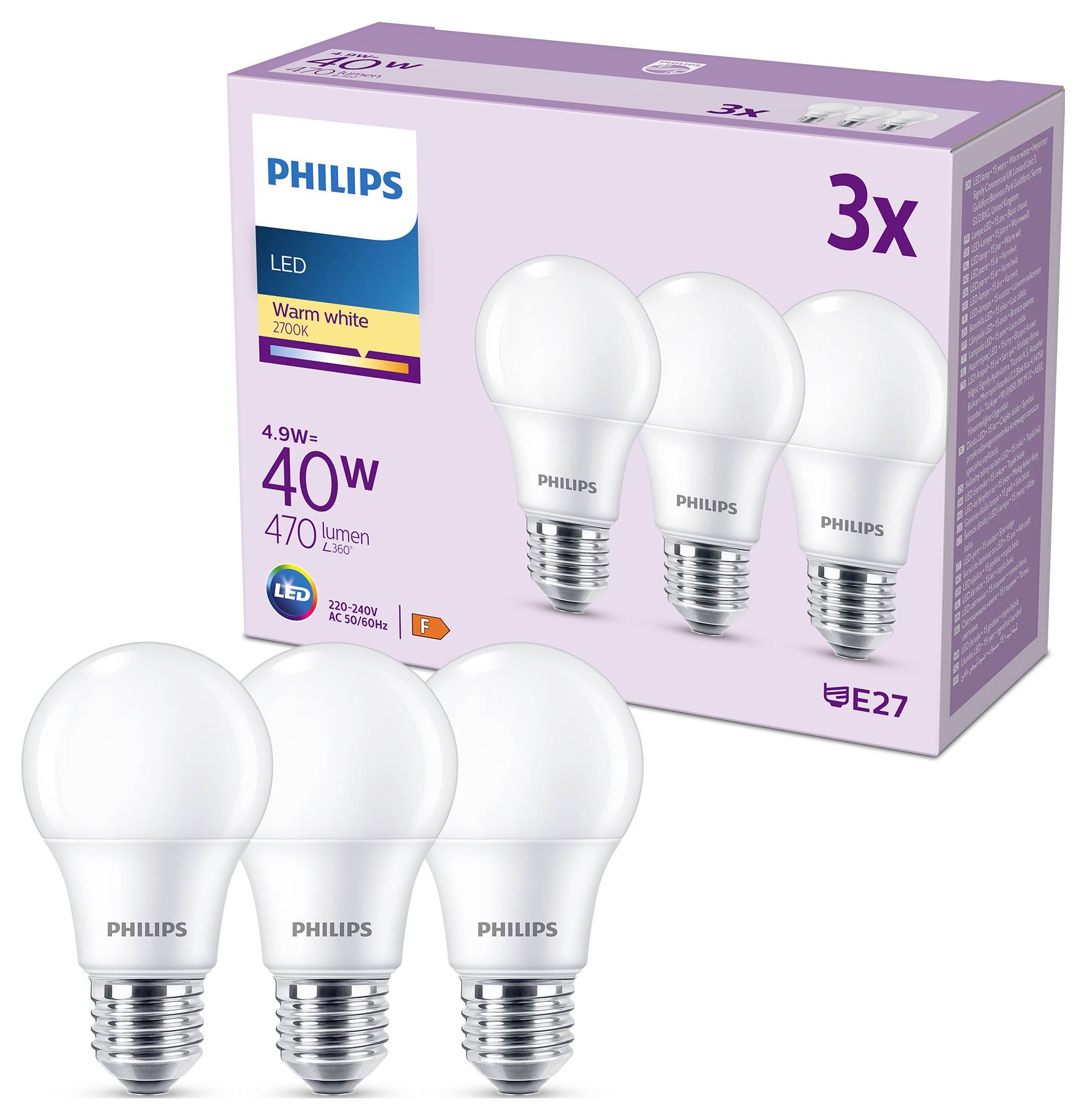 Philips 8719514459458 LED CEE F (A - G) E27 4.9 W = 40 W 3 pc(s)