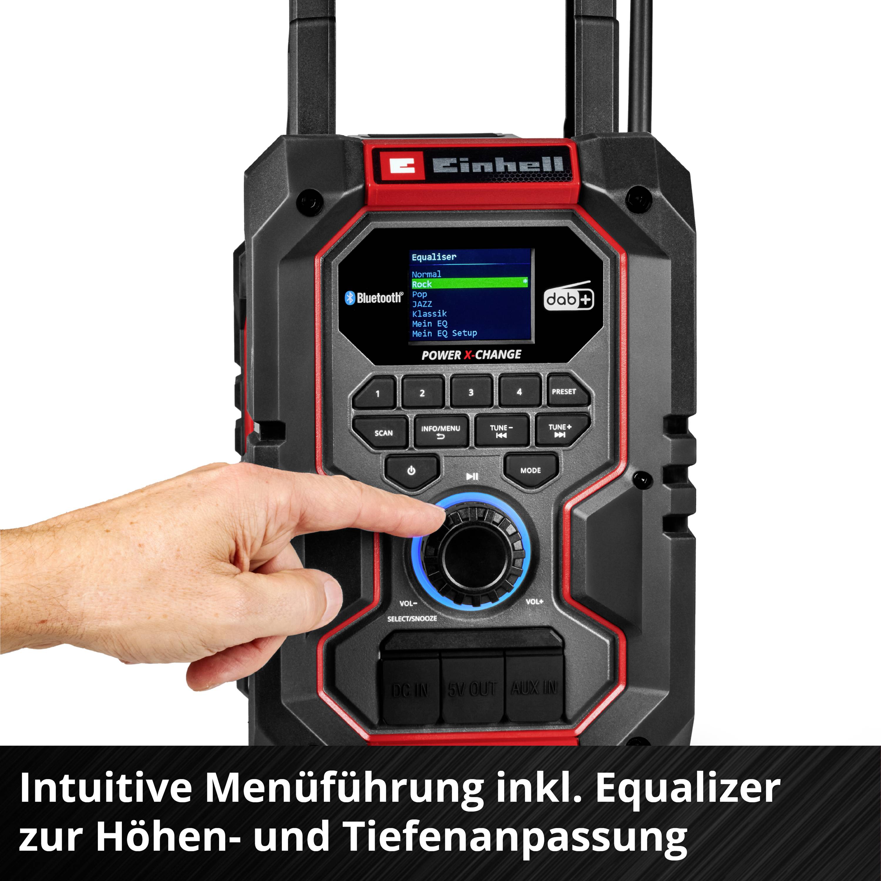 Einhell TE-CR 18 Li Radio sans fil DAB+, FM Bluetooth, AUX, USB rouge/noir