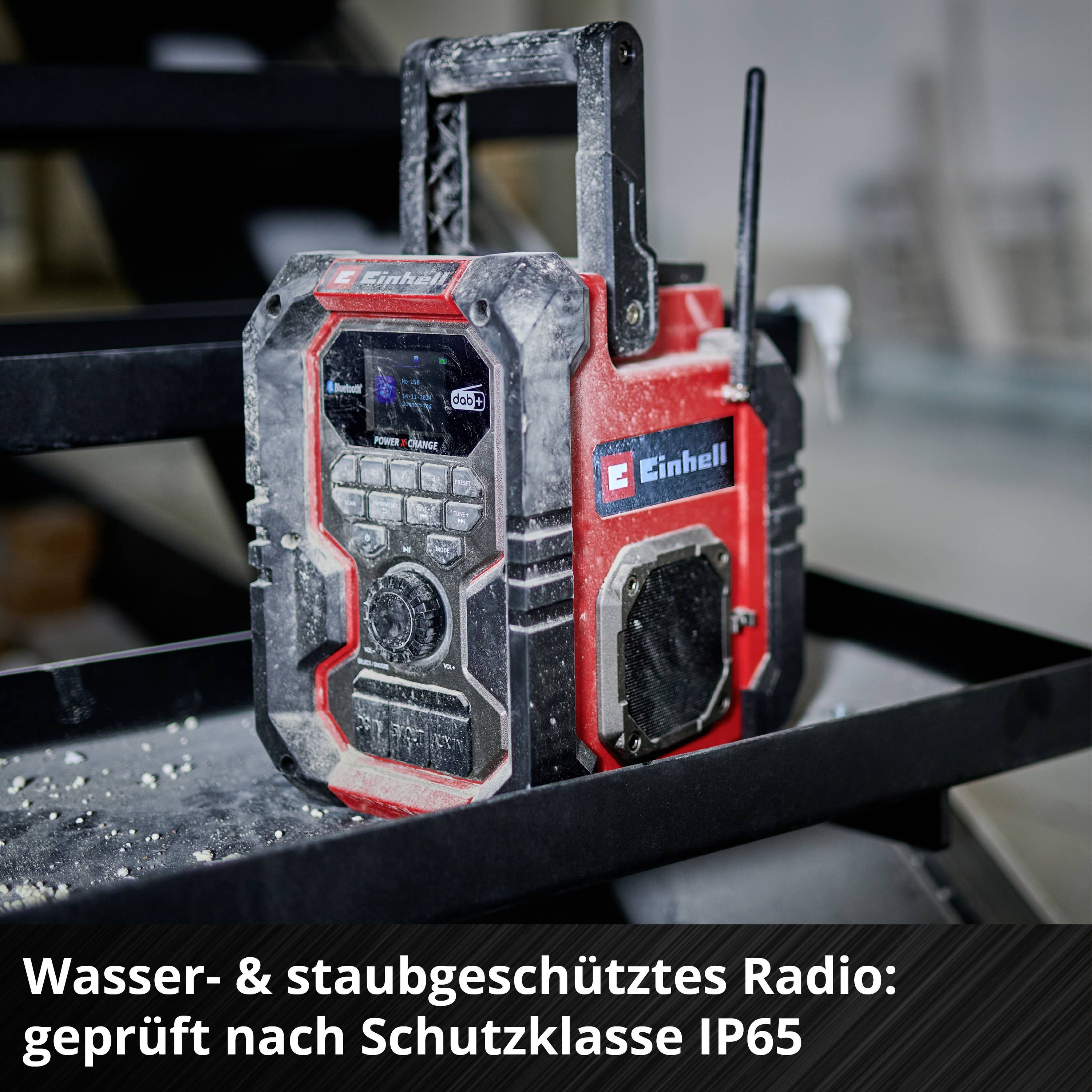 Einhell TE-CR 18 Li Radio sans fil DAB+, FM Bluetooth, AUX, USB rouge/noir