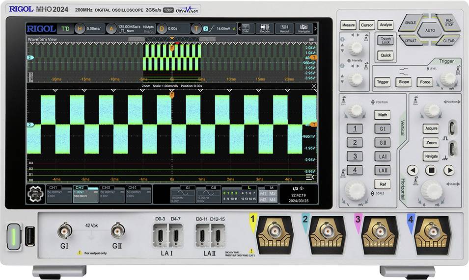 Oscilloscope numérique Rigol MHO2024 200 MHz 500 Mpts