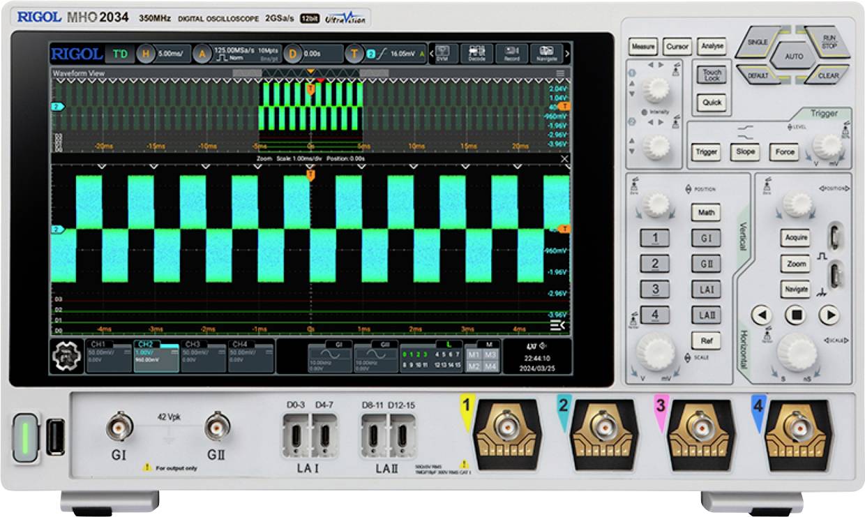 Oscilloscope numérique Rigol MHO2034 350 MHz 500 Mpts