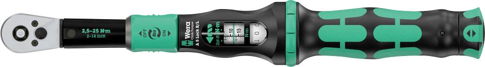 Wera Click-Torque Lock A 5 R/L 05075693001 Clé dynamométrique avec carré mâle traversant 1/4" (6.3 mm) 2.5 - 25 Nm