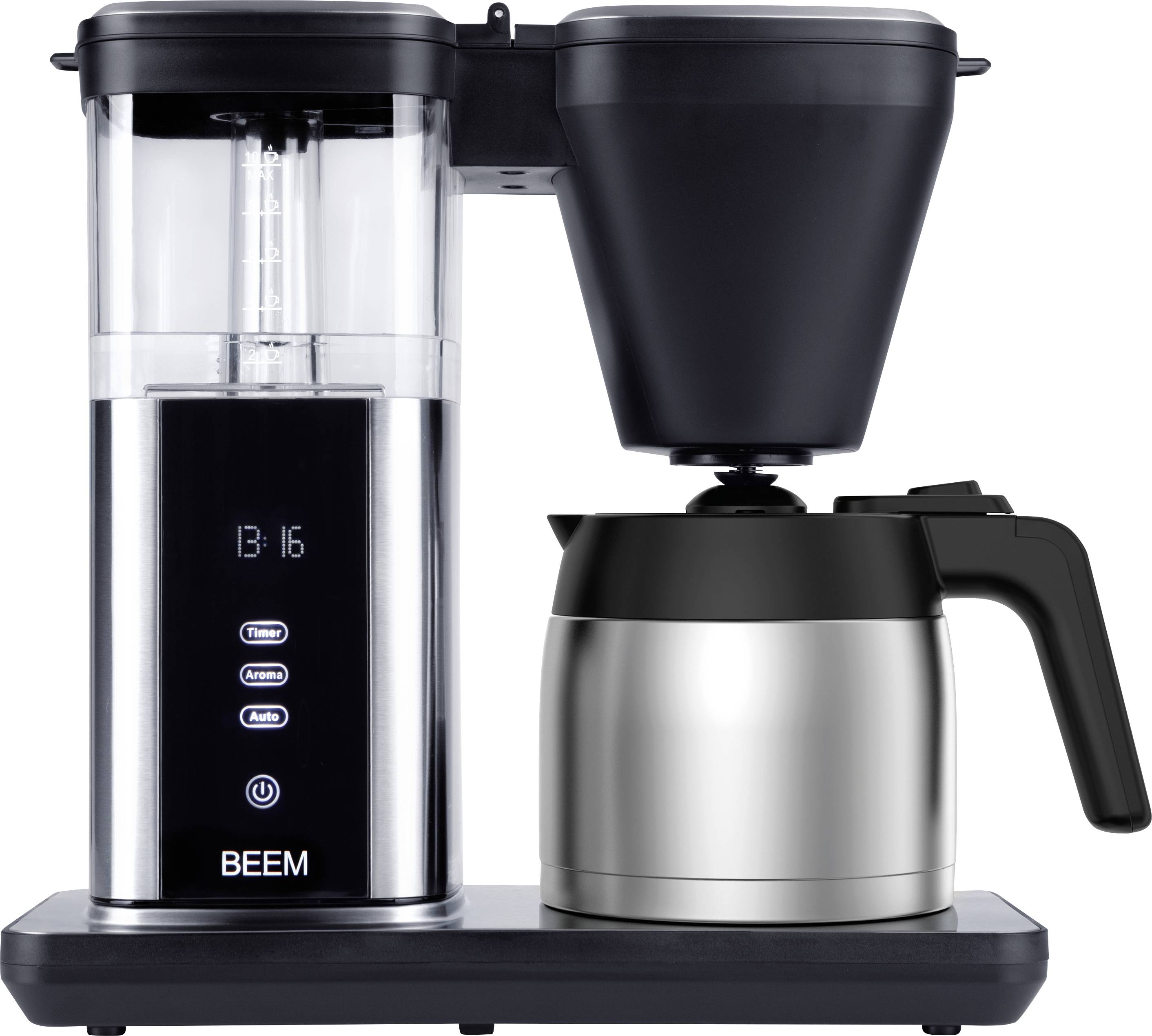 BEEM 03890 Cafetière noir, argent Nombre de tasse=10 verseuse thermofuge, minuteur, fonction de conservation de la chaleur