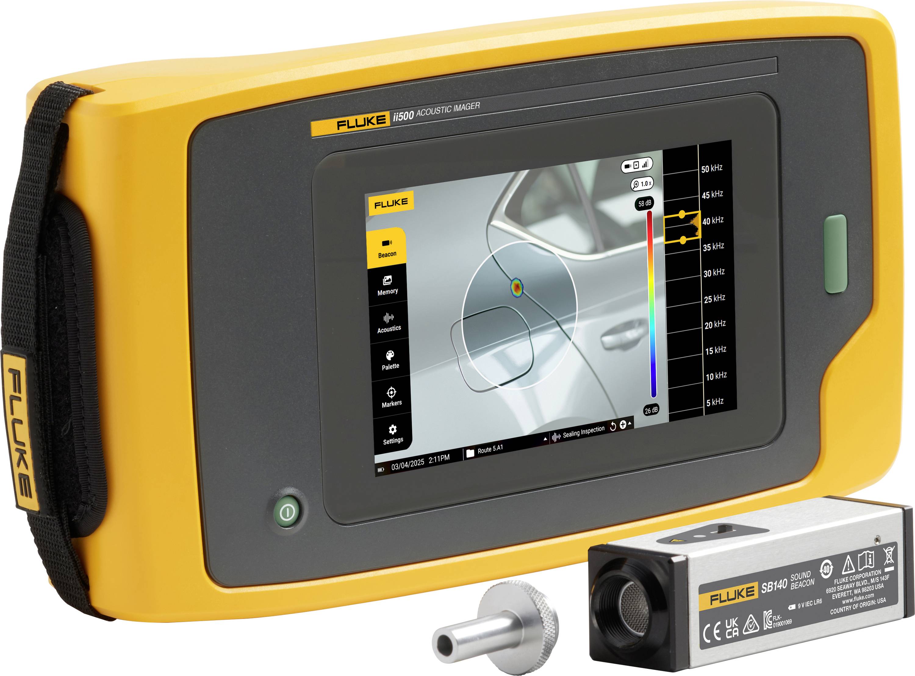 Fluke Caméra acoustique Écran couleur FLUKE-II500/SB140 15.4 - 115.2 dB 2 Hz - 52 Hz USB-C