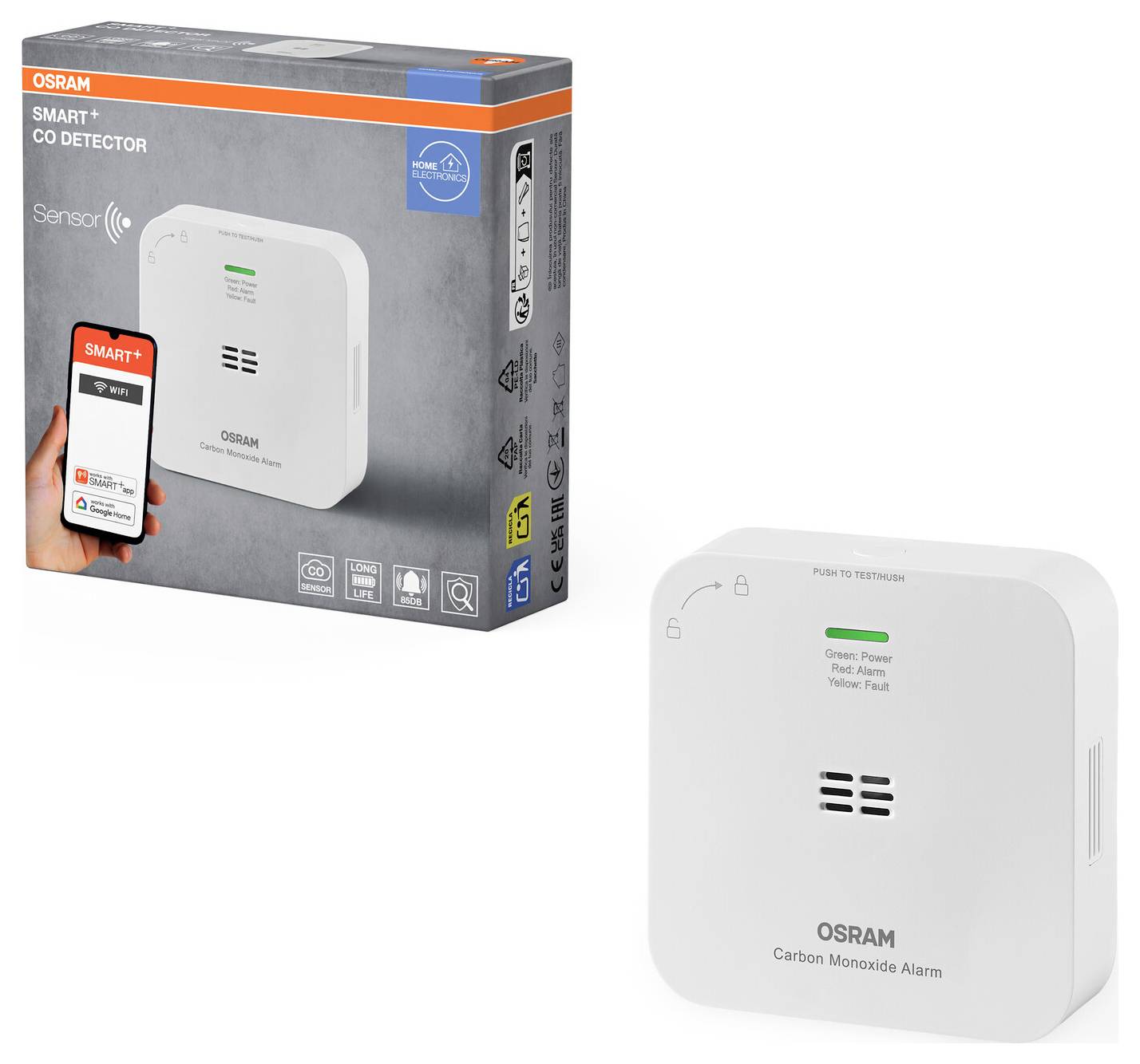 OSRAM HOMELIGHTING Smart+ Détecteur de monoxyde de carbone sans fil
