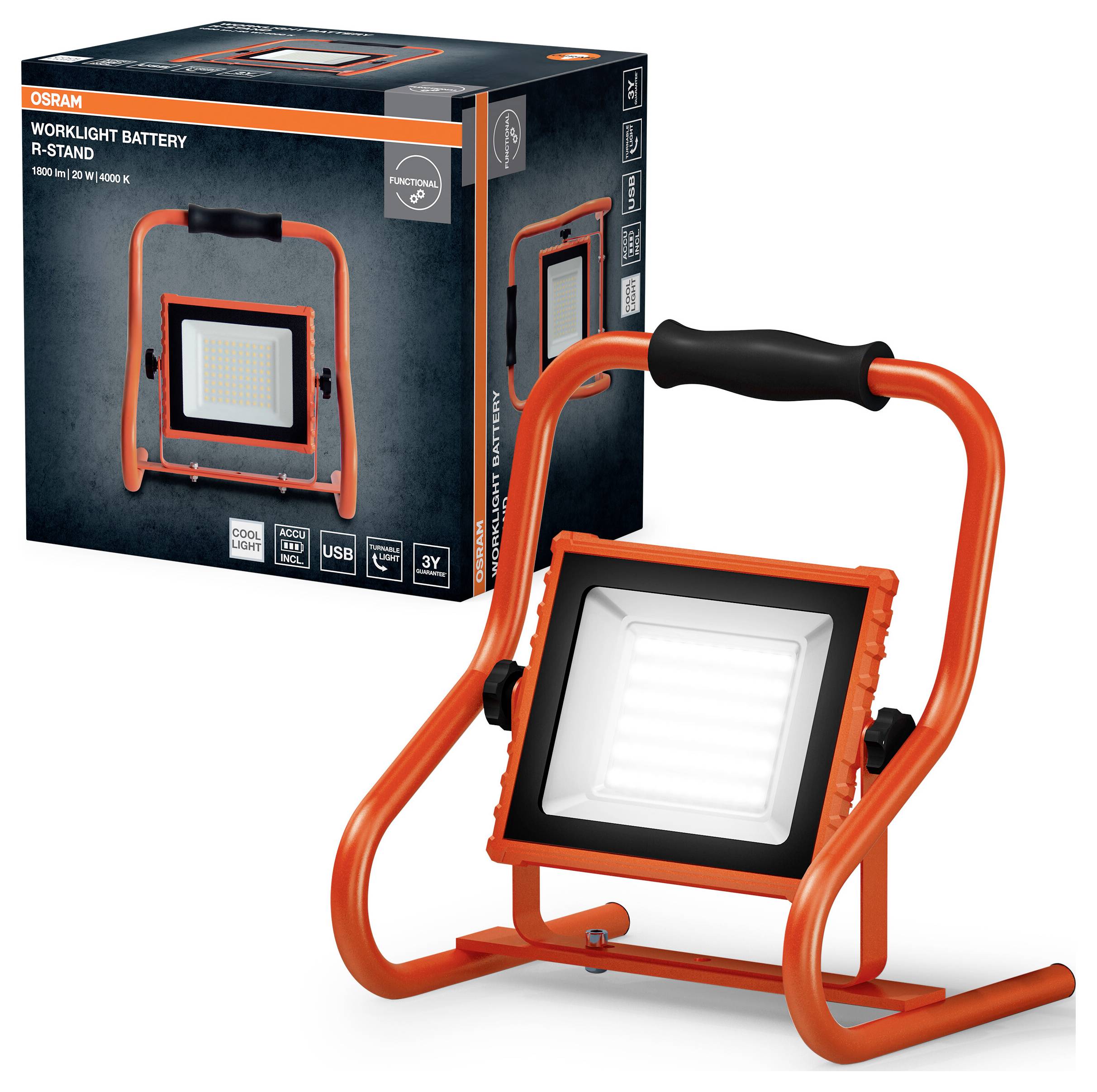 OSRAM HOMELIGHTING LED Worklight Battery R-Stand 20W 4000K Projecteur LED sans fil 4099854430312