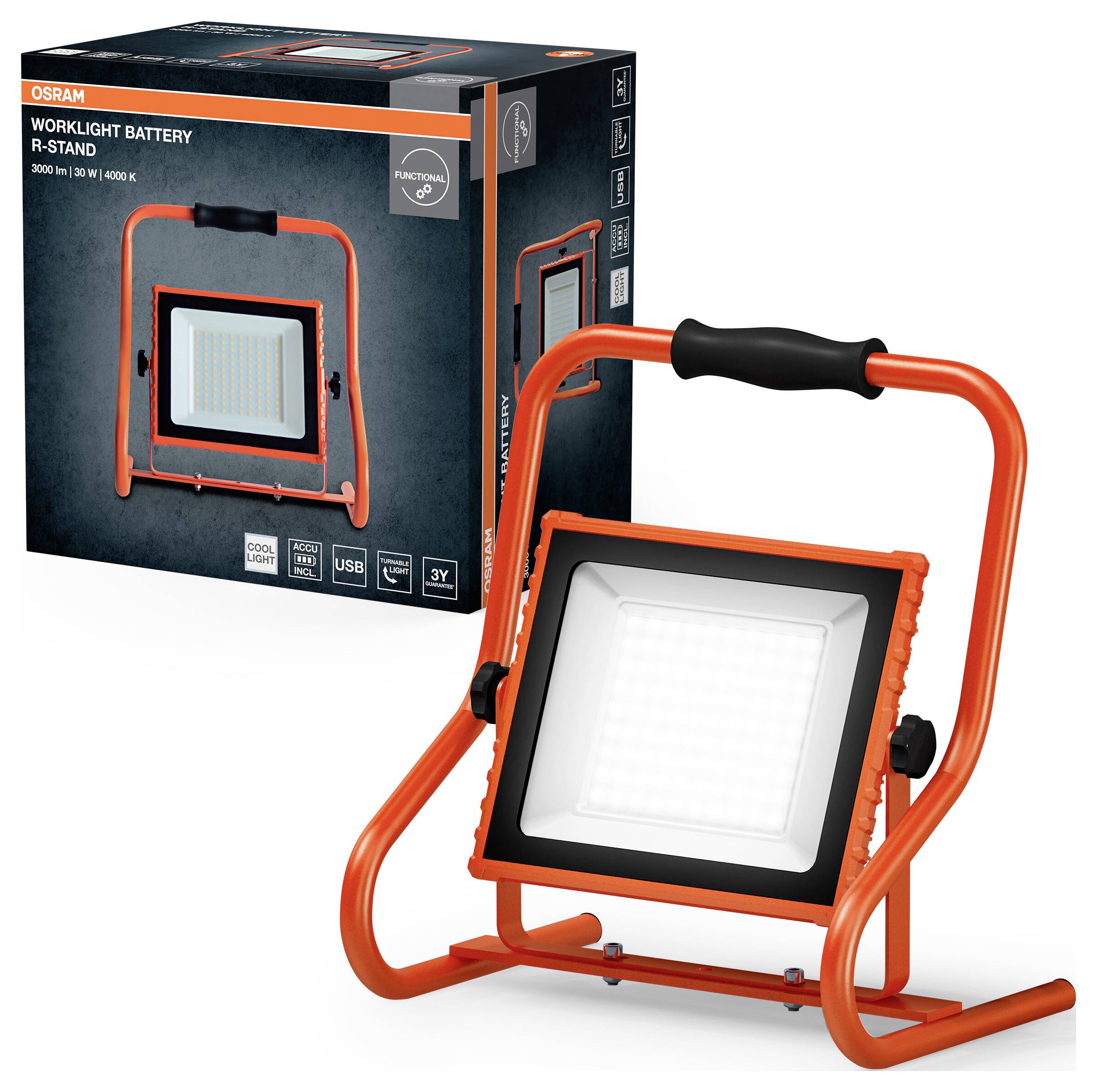 OSRAM HOMELIGHTING LED Worklight Battery R-Stand 30W 4000K Projecteur LED sans fil 4099854430336