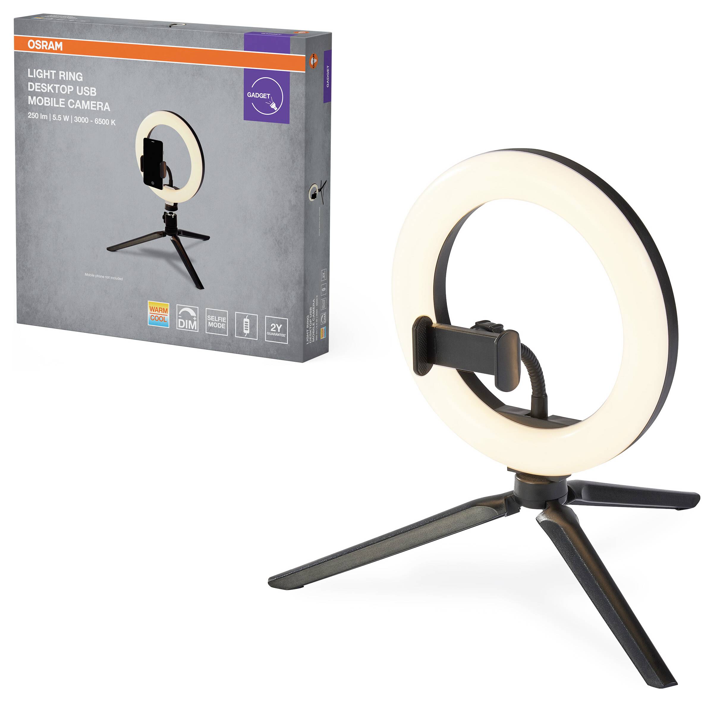 OSRAM HOMELIGHTING Linear LED Mobile Ring Desktop 4099854497612 Luminaire LED en anneau 5.50 W noir