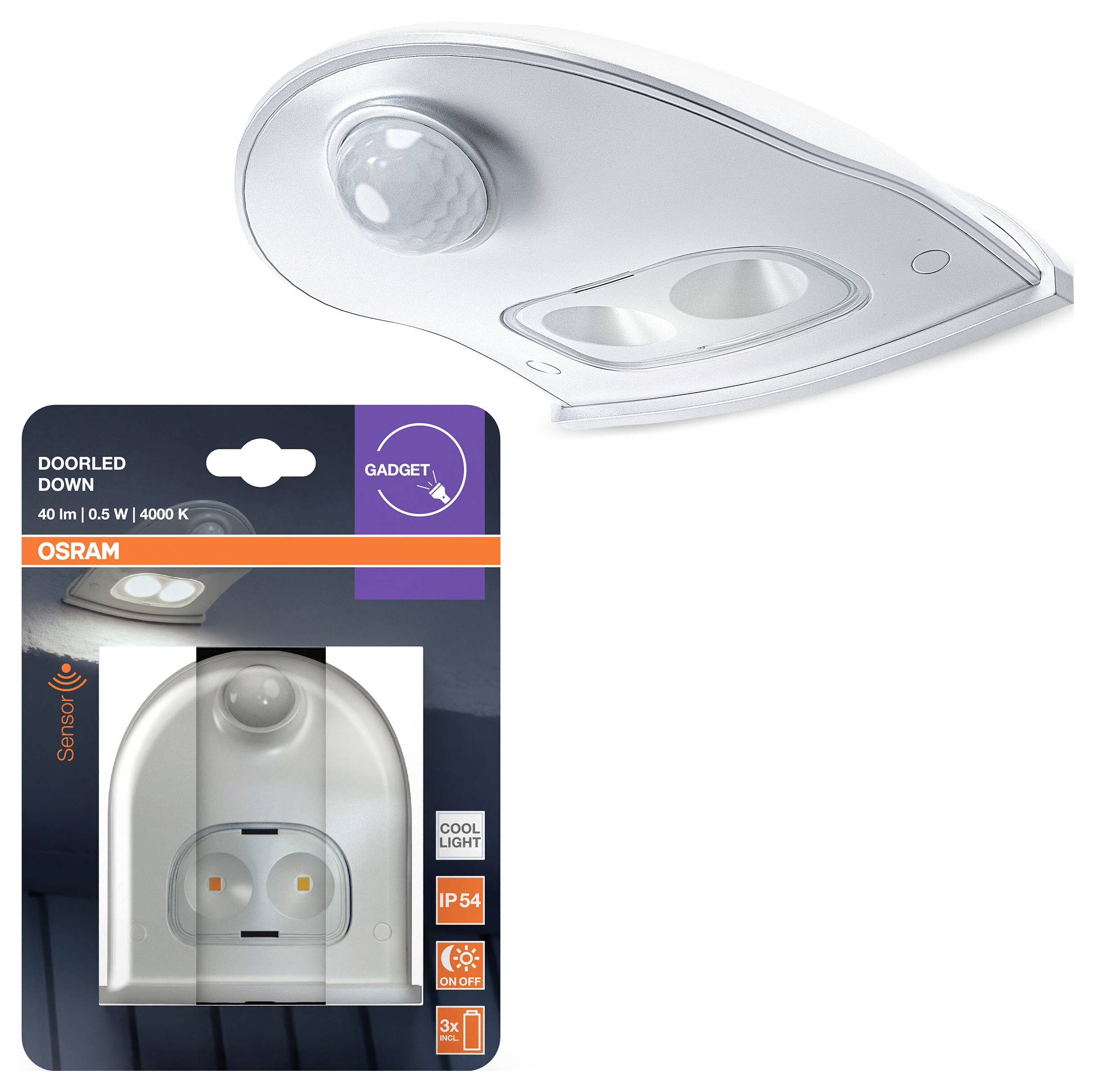 Veilleuse LED avec détecteur de mouvement OSRAM HOMELIGHTING DoorLED Down Sensor 4000K White 4099854531439