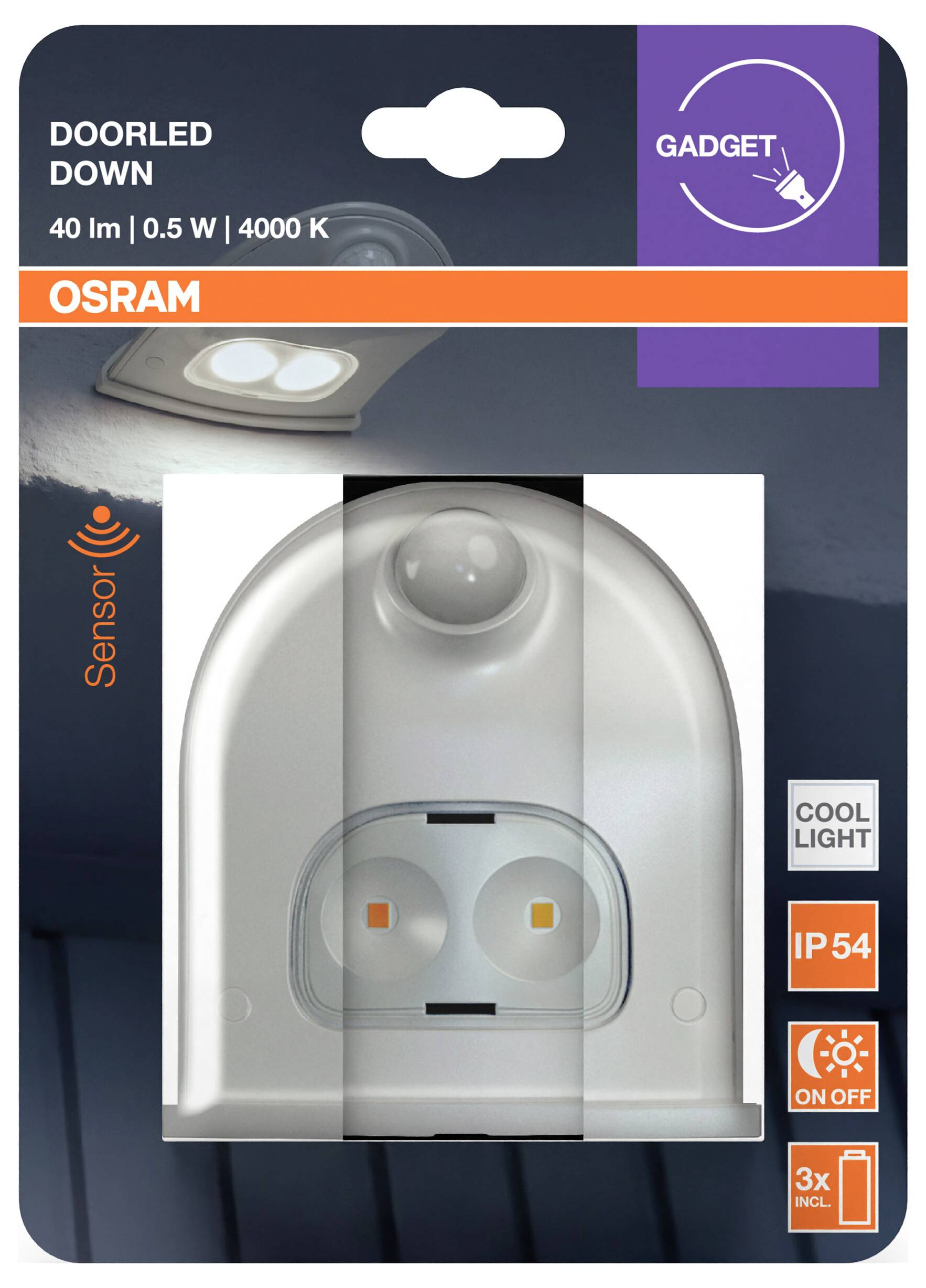 Veilleuse LED avec détecteur de mouvement OSRAM HOMELIGHTING DoorLED Down Sensor 4000K White 4099854531439