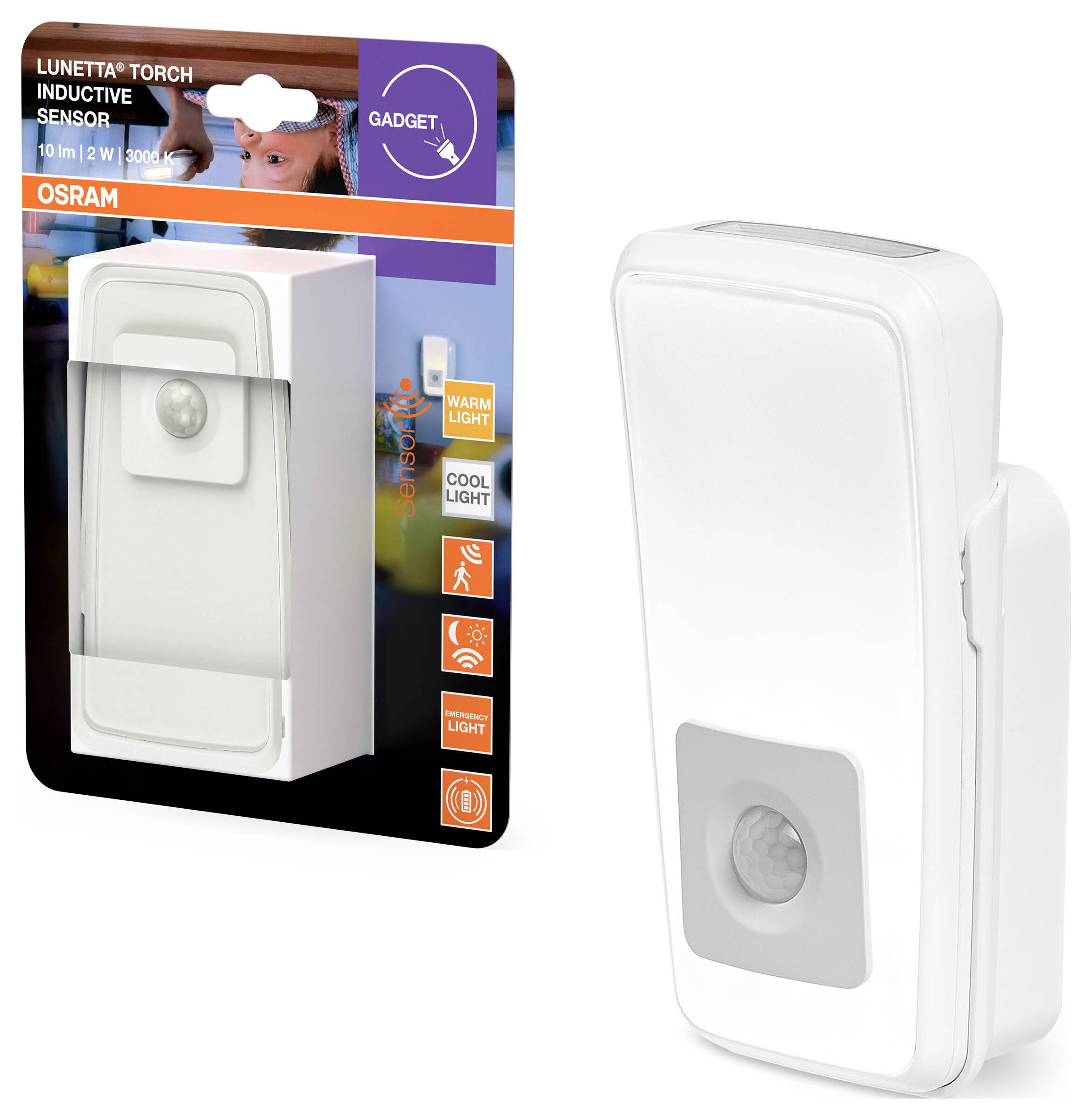 OSRAM HOMELIGHTING Lunetta Torch Inductive Sensor White Veilleuse LED avec lampe de poche