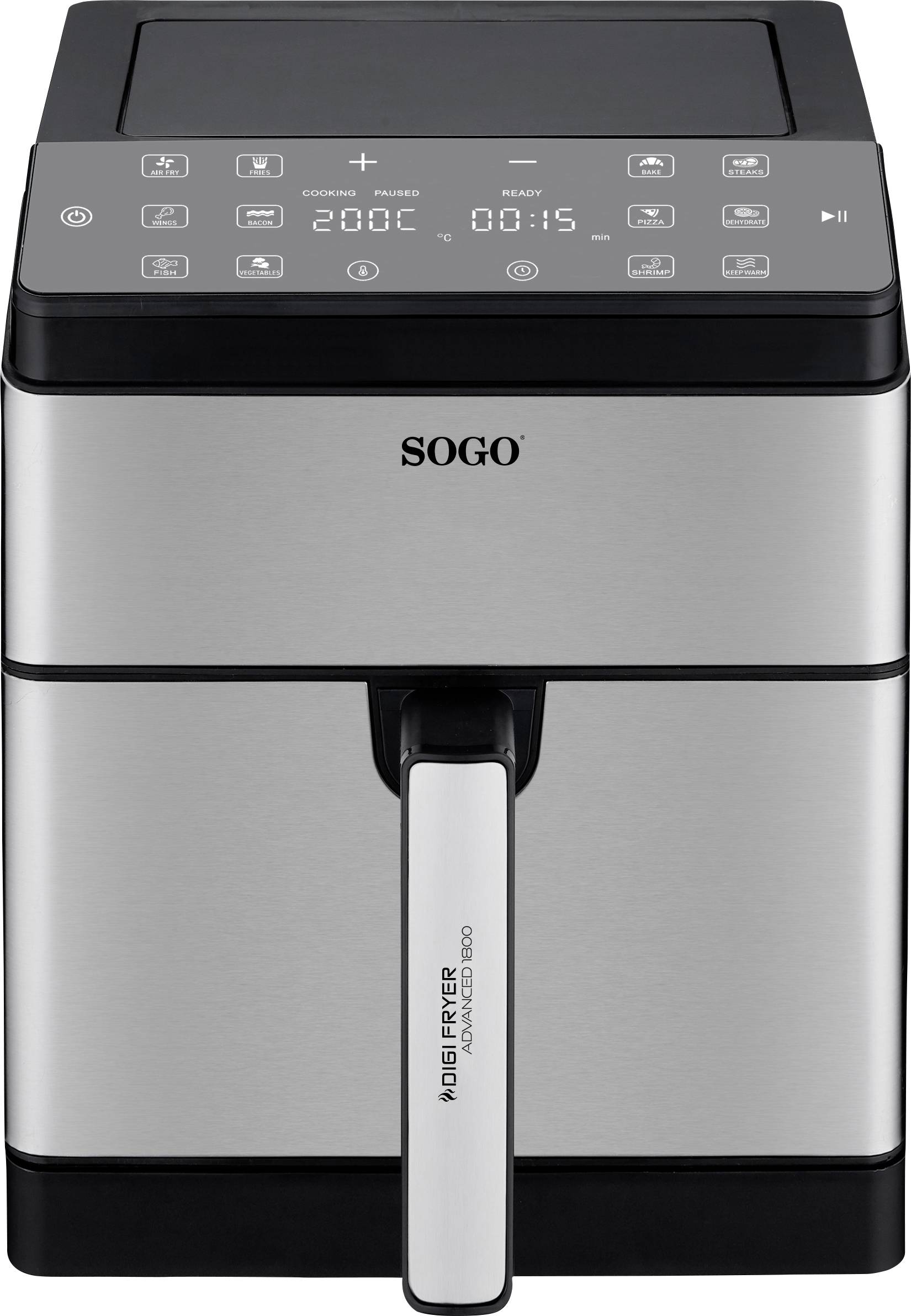 SOGO Human Technology Advanced 1800 Friteuse à air chaud 8 l 1800 W noir, acier inoxydable