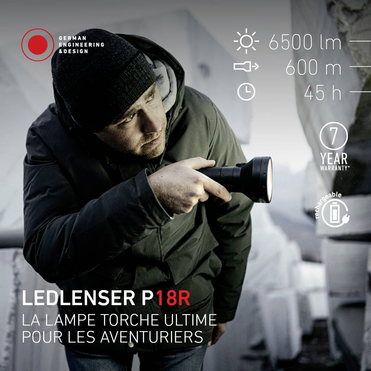 Ledlenser P18R Lampe de poche à batterie 3200 lm 45 h