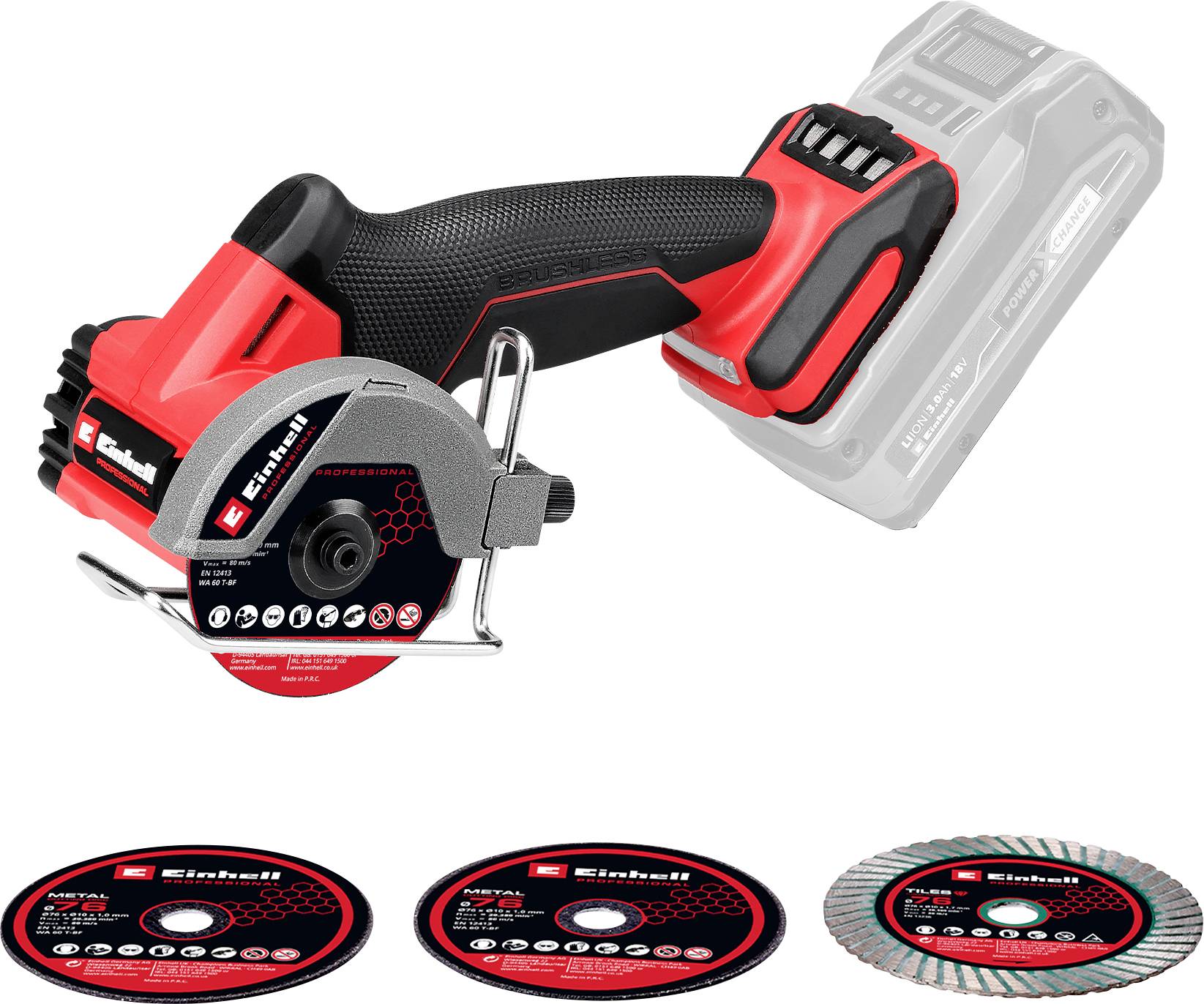 Einhell Professional TP-CO 18/76-C Li BL - Solo Découpeuse à disque sans fil Profondeur de coupe (max.): 16 mm