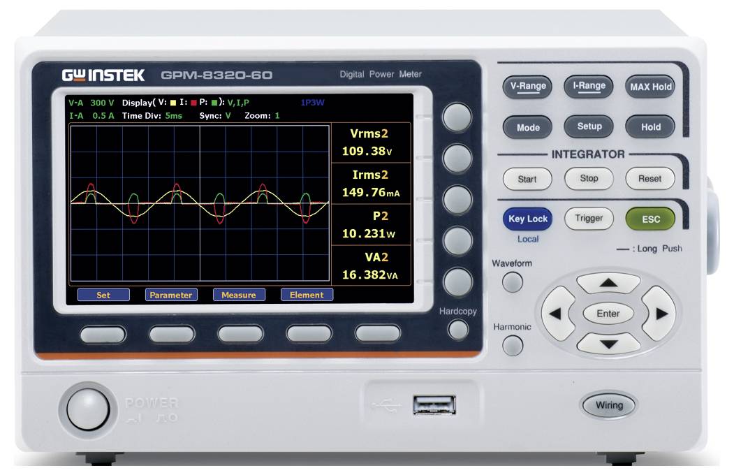 GW Instek GPM-8320-60 (CE) GPIB/DA12 Analyseur de réseau Mesures de l'énergie, Écran graphique, avec fonction enregistreur
