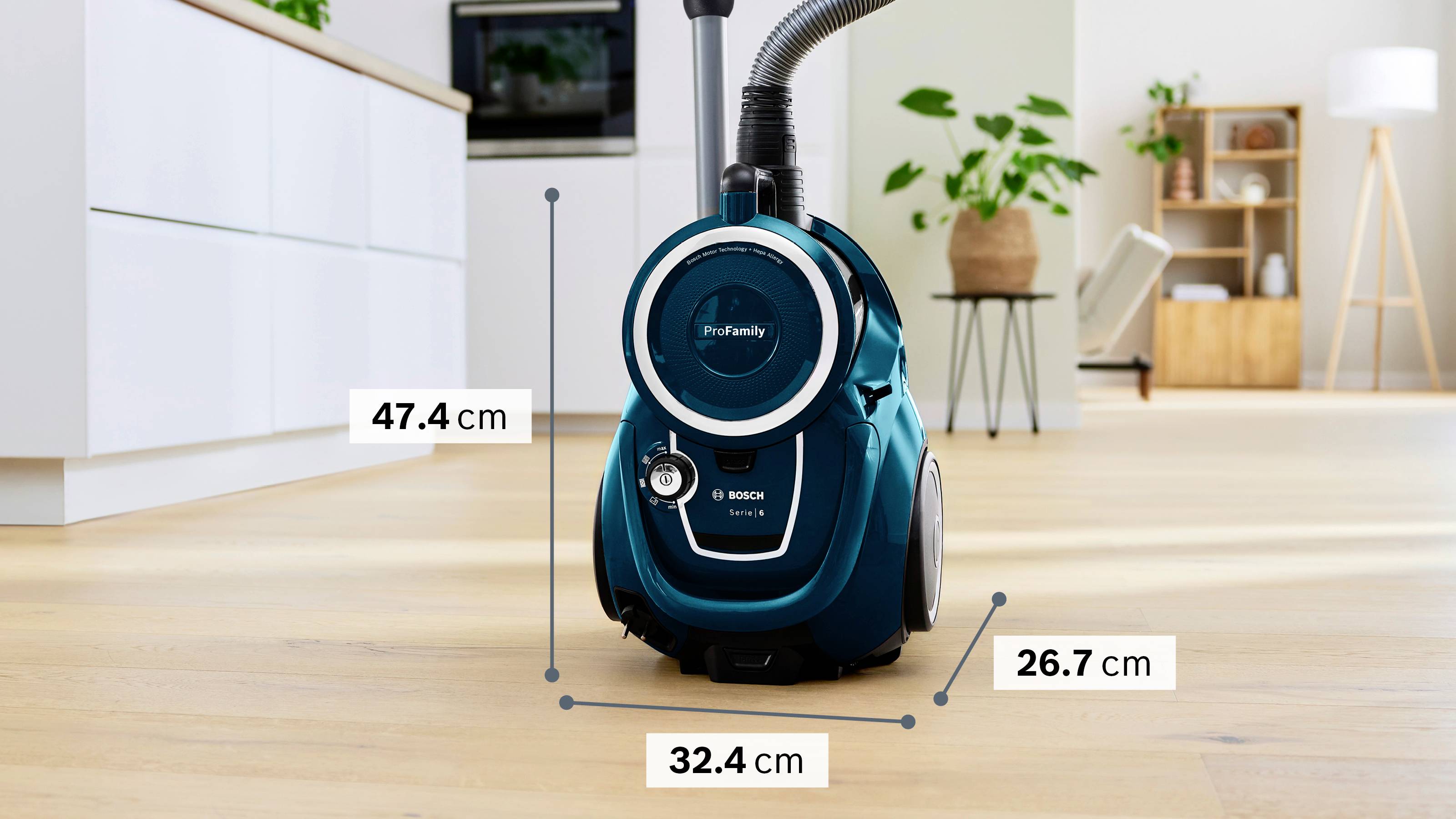 Bosch beutelloser Staubsauger ProFamily GS41 Serie 6, blau Aspirateur sans sac sans sac
