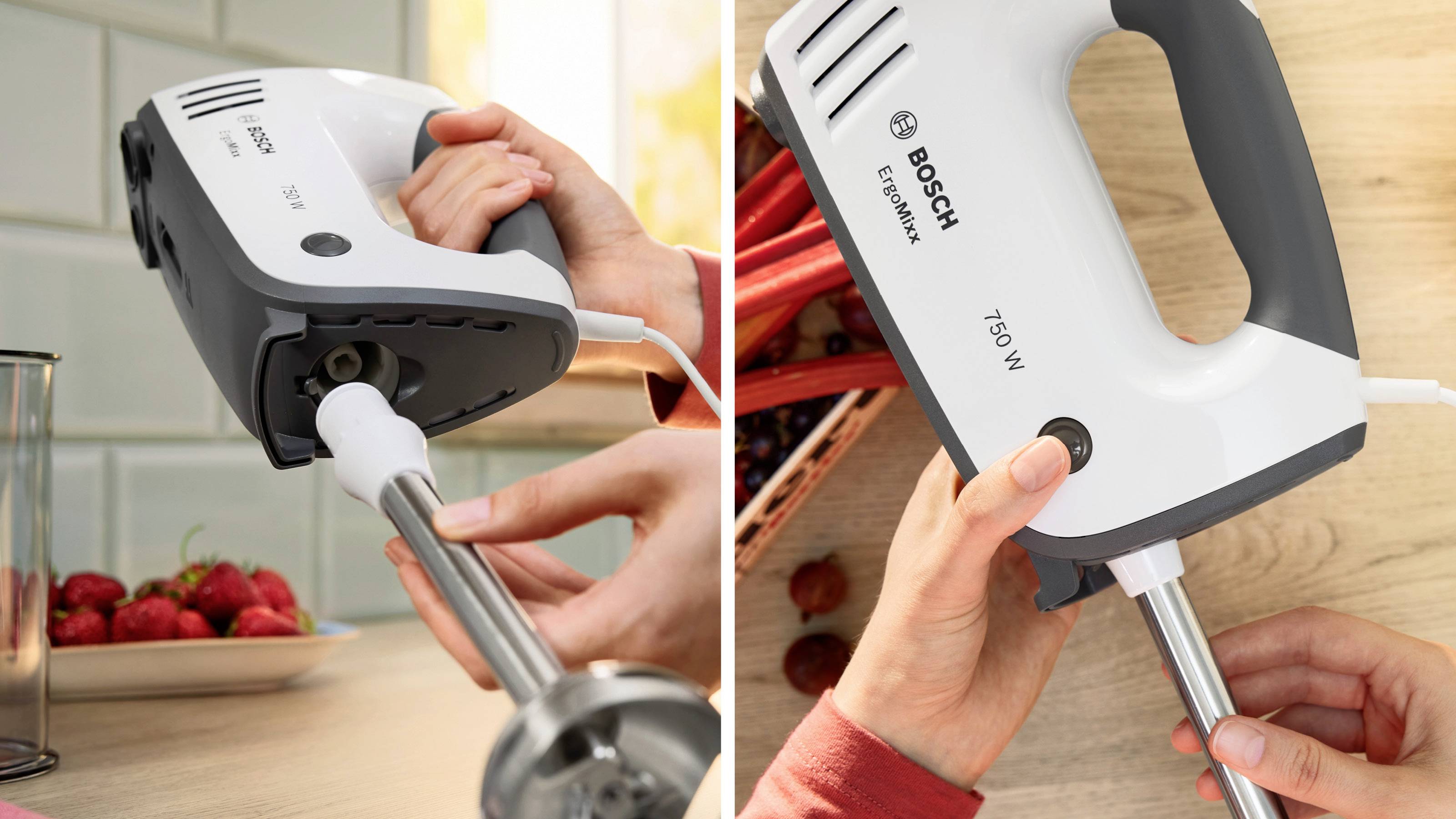 Bosch ErgoMixx 750 Watt, Edelstahl-Mixuß Batteur 750 W noir, blanc