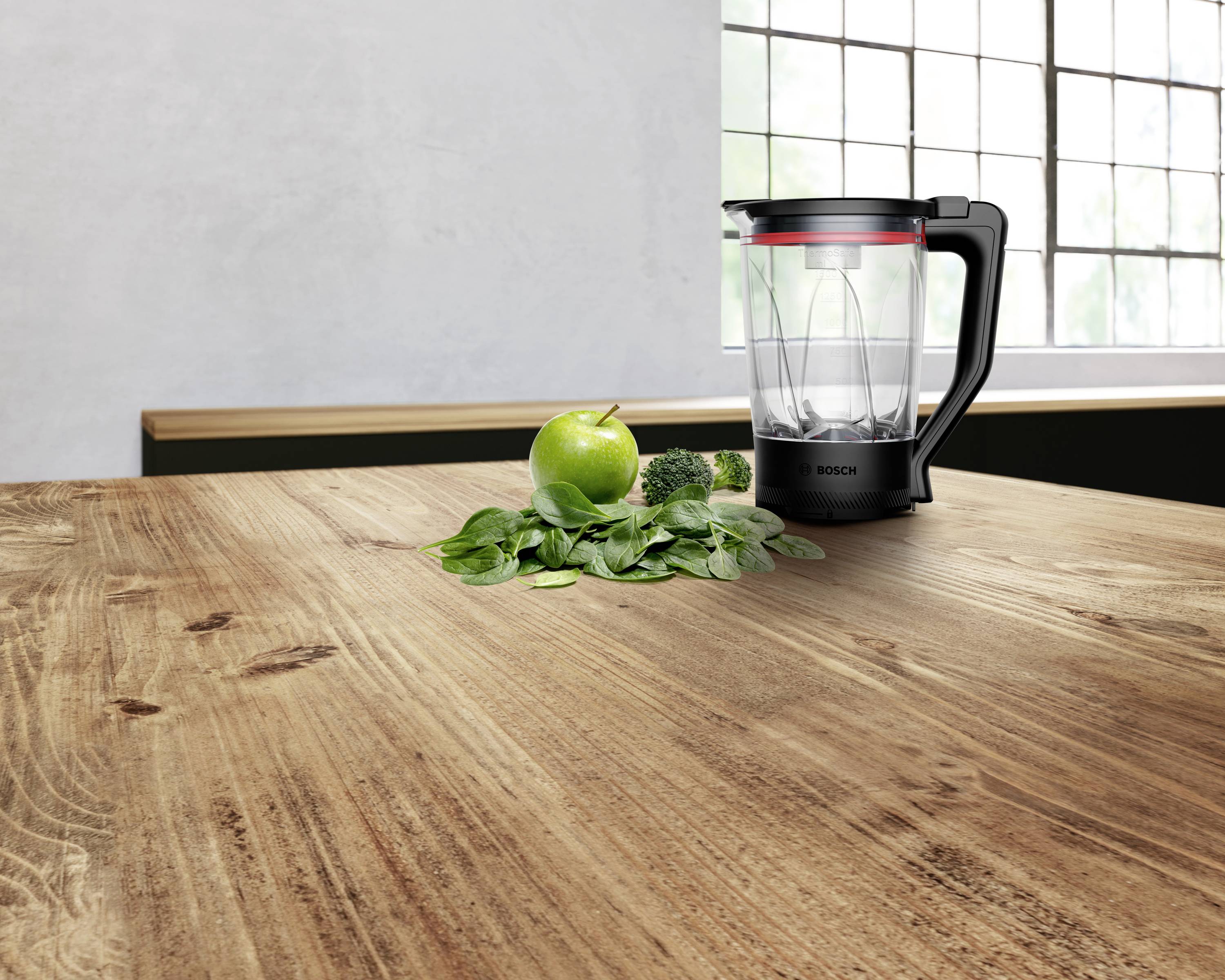 Bosch ThermoSafe Glasmixer für Bosch Küchenmaschine Serie 6 Accessoire mixeur noir, transparent