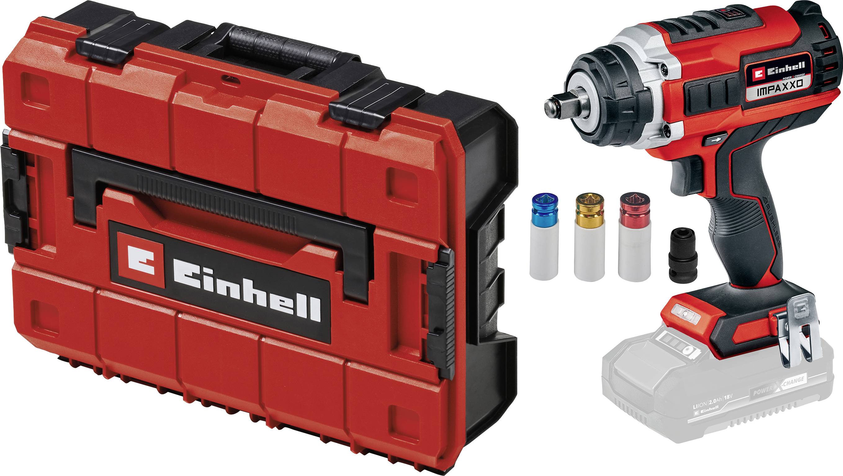 Einhell 4510070+4540011 Clé à chocs sans fil 400 Nm 18 V Nombre d’accus fournis 0 Li-Ion + coffret e-case, sans chargeur, sans