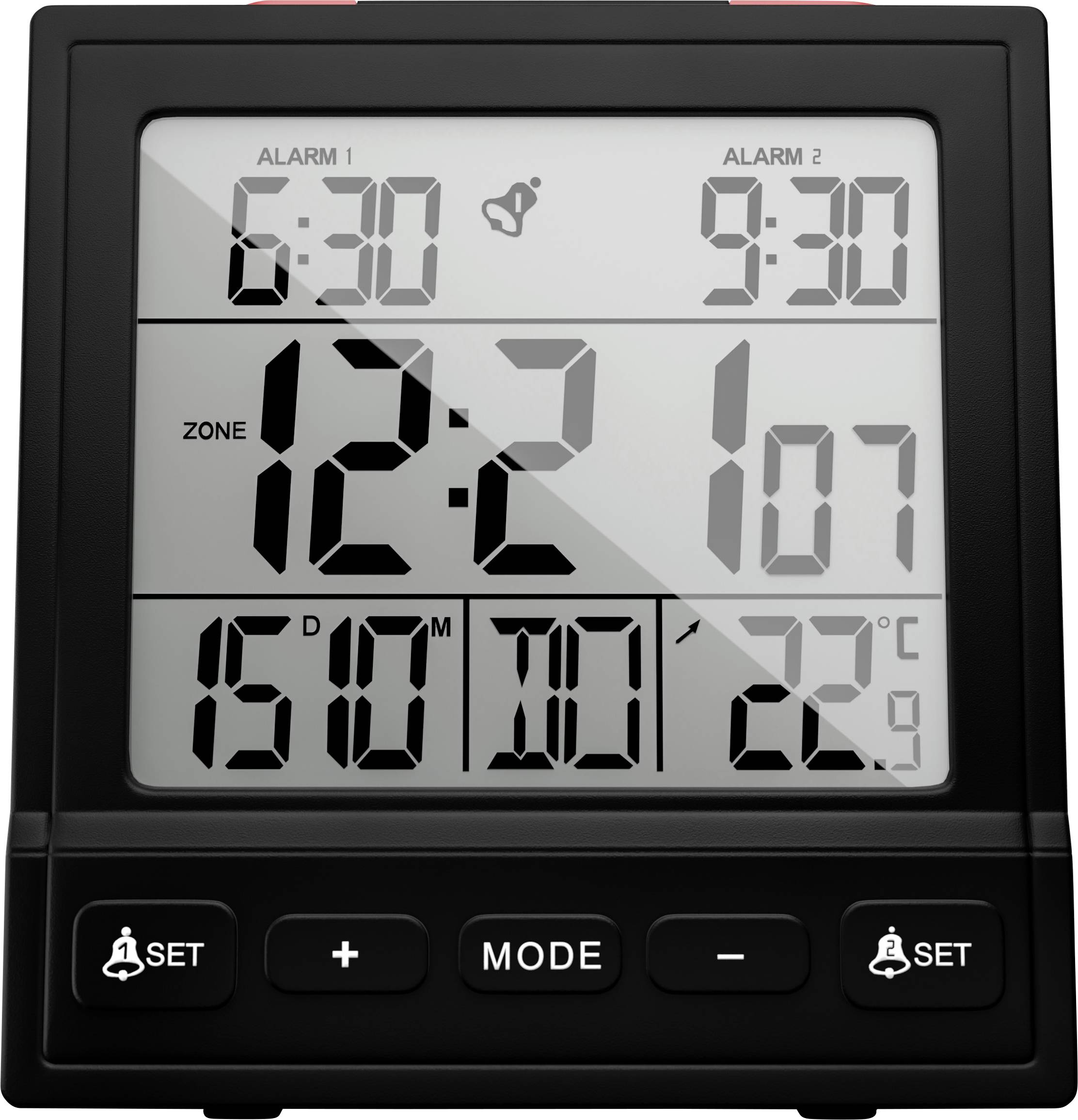 Mebus 25581 Réveil noir Heures de réveil 2 2 minuteries