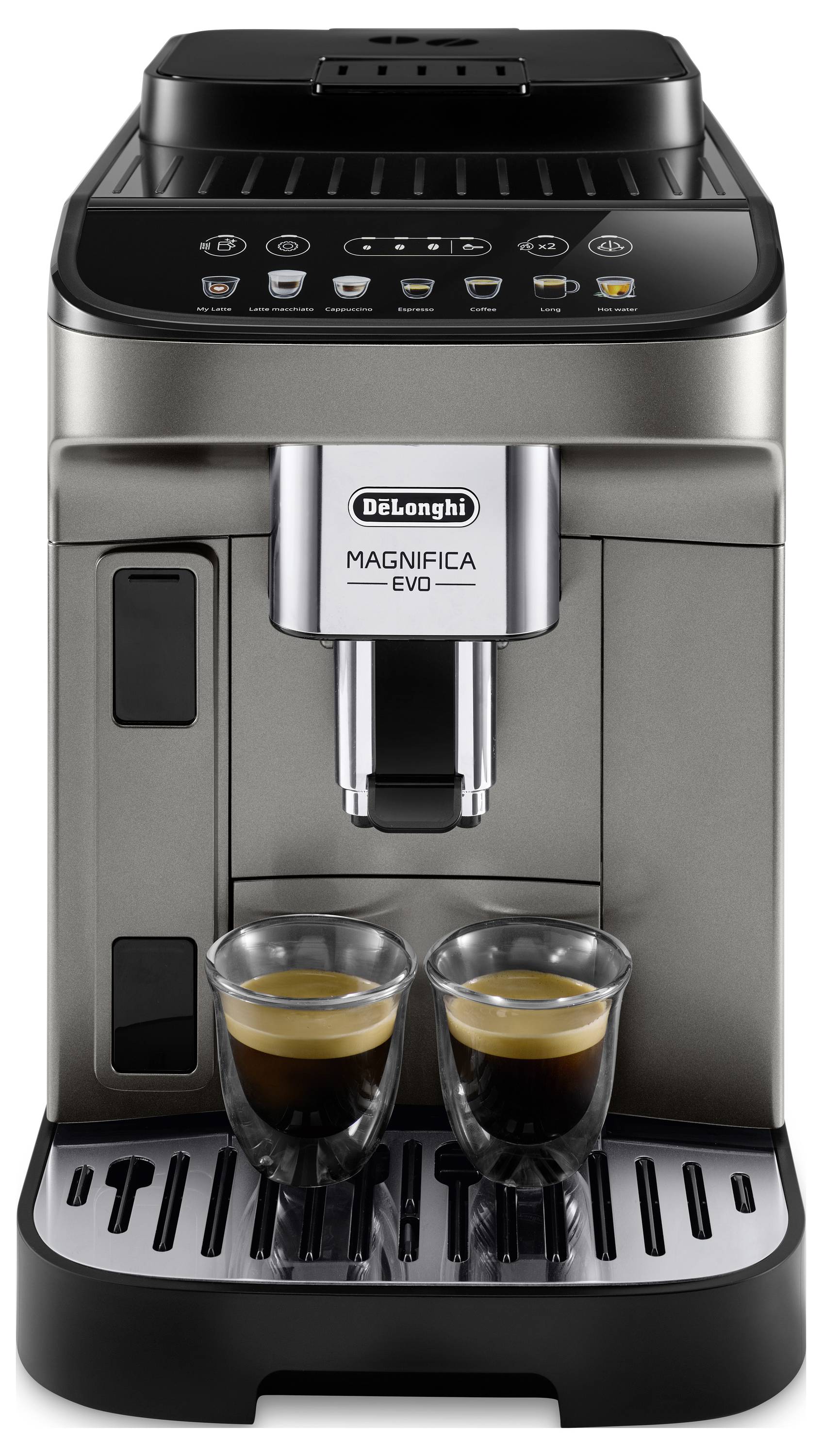 Machine à espresso préparant deux tasses de café.