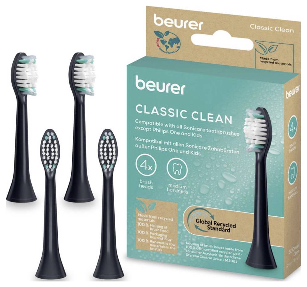Beurer Bürstenköpfe Classic Clean 4 St. 10521 Brossettes de rechange noir