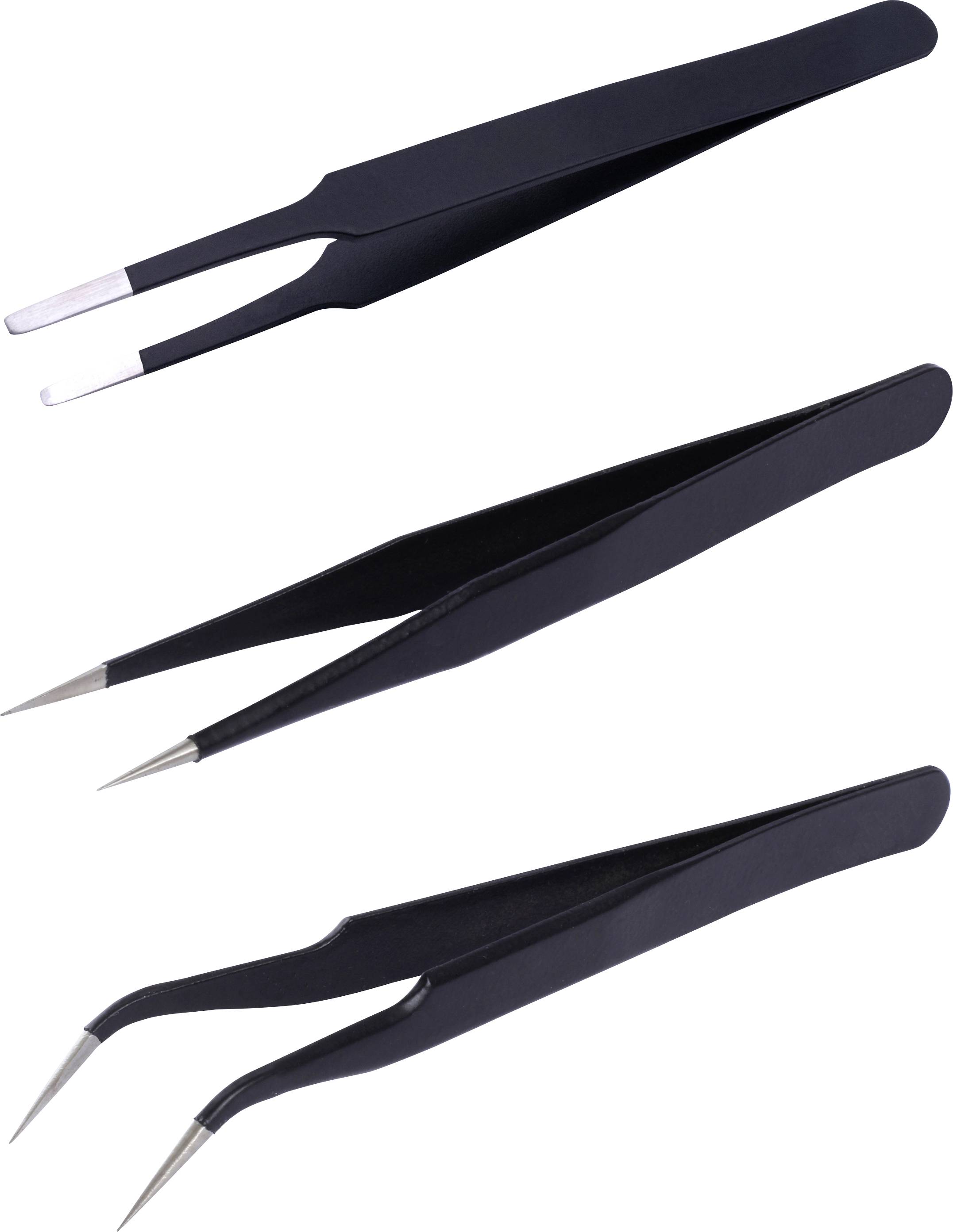 Quadrios 25EC176 antistatique (ESD) Pince brucelle ESD pointue, plate, pointe en forme de faucille