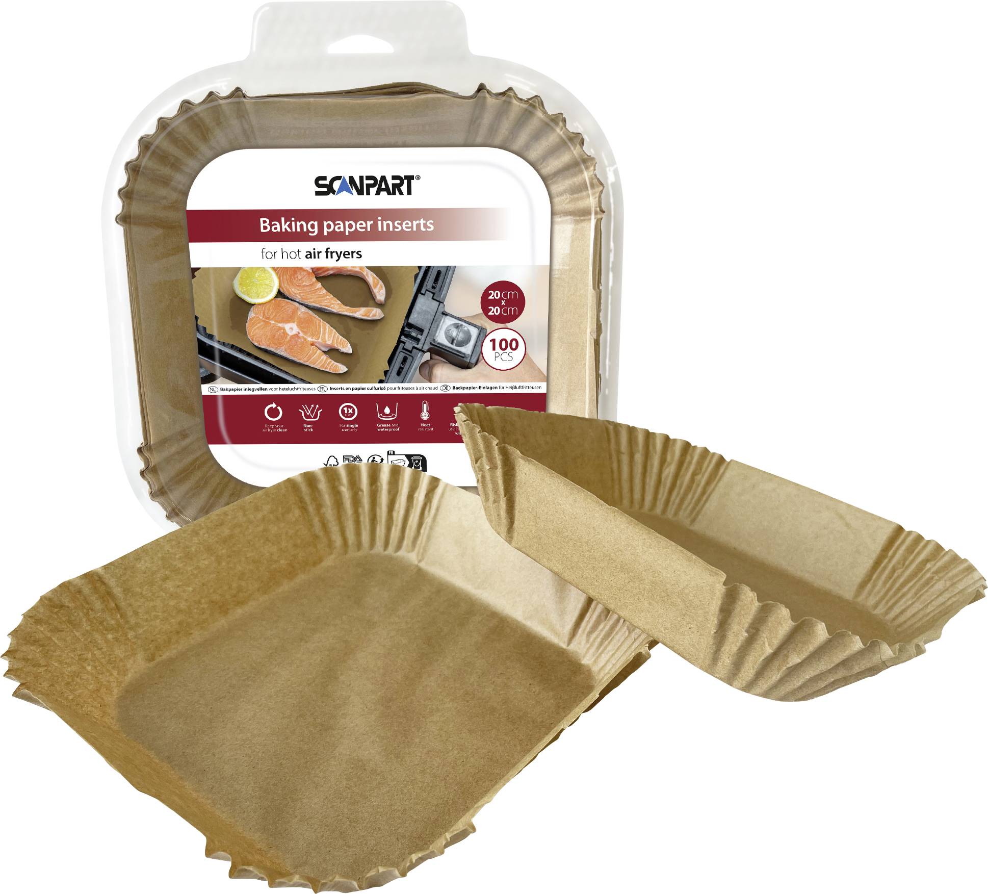 ScanPart 2910070005 Papier friteuse à air chaud 20 x 20 cm
