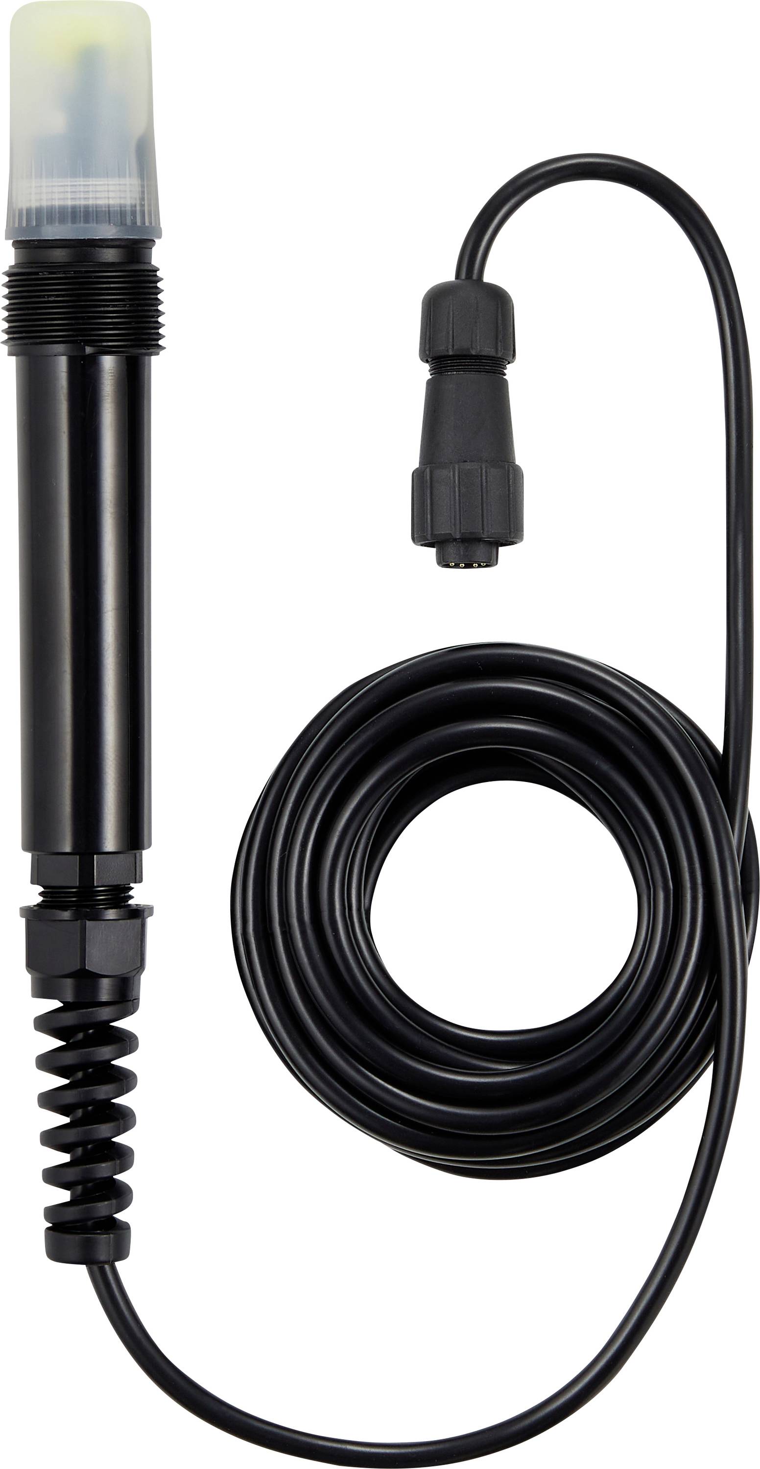 Un capteur à vis amovible avec câble et bouchon en plastique, conçu pour des mesures dans diverses conditions environnementales.