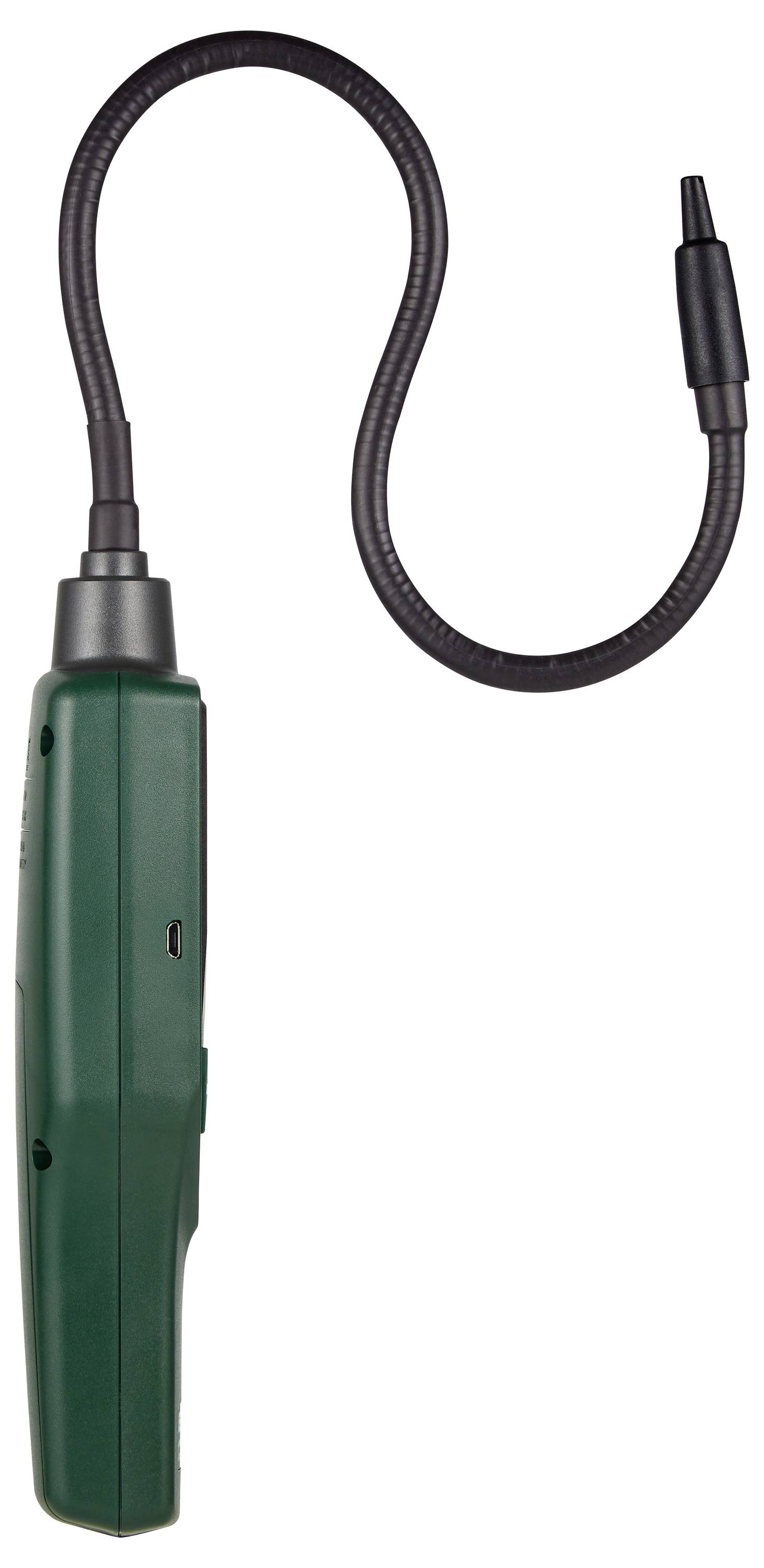 Une caméra d'inspection portable avec un embout flexible, en forme de serpent, utilisée pour visualiser des zones difficiles d'accès.