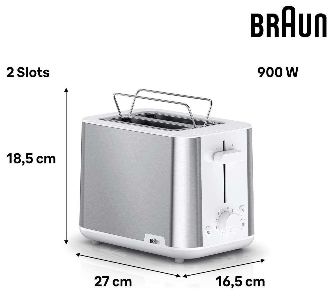 Braun HT 1510 WH Grille-pain sans BPA acier inoxydable, blanc