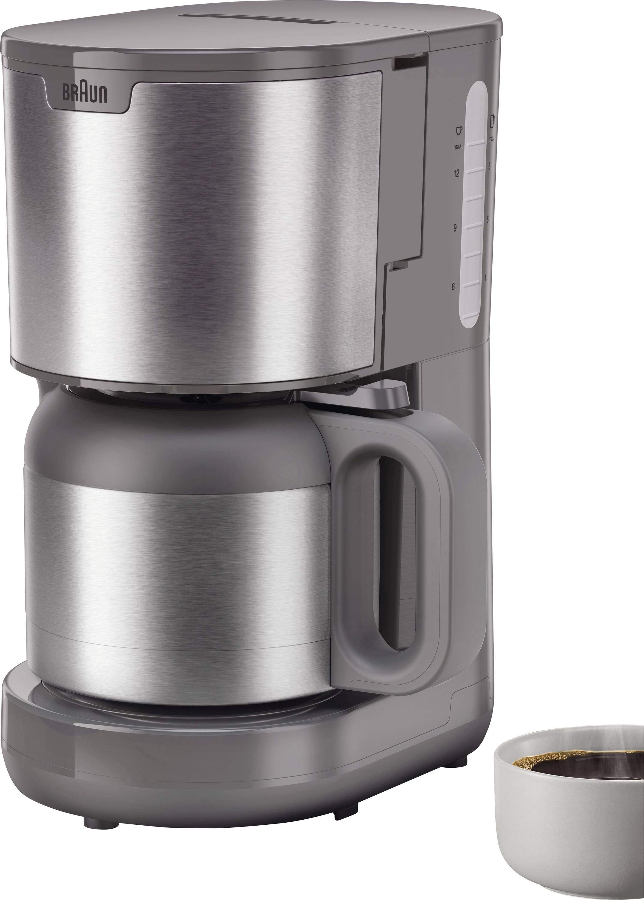 Braun KF 1505 GY Cafetière acier inoxydable, gris Nombre de tasse=9