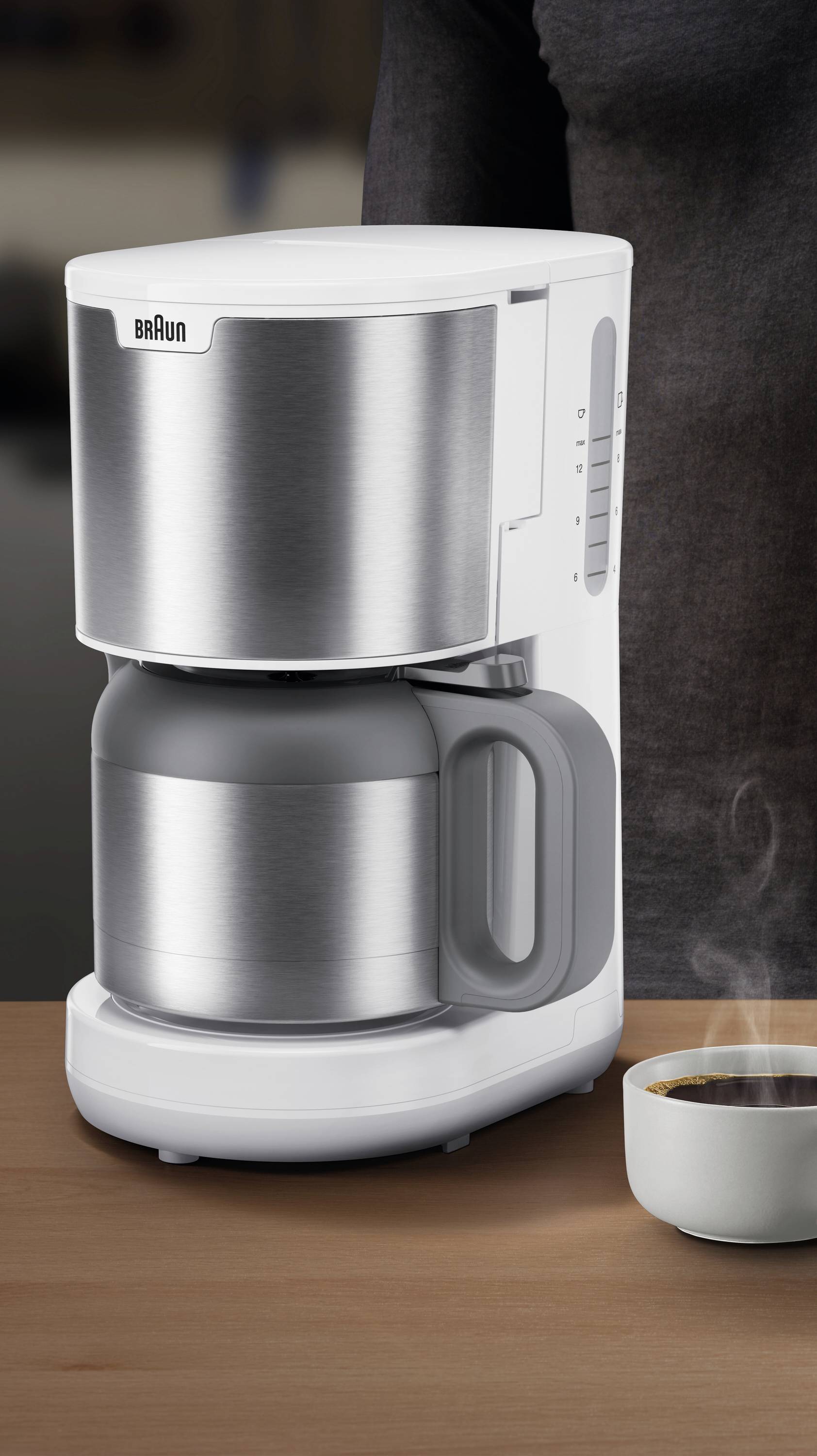 Braun KF 1505 WH Cafetière acier inoxydable, blanc