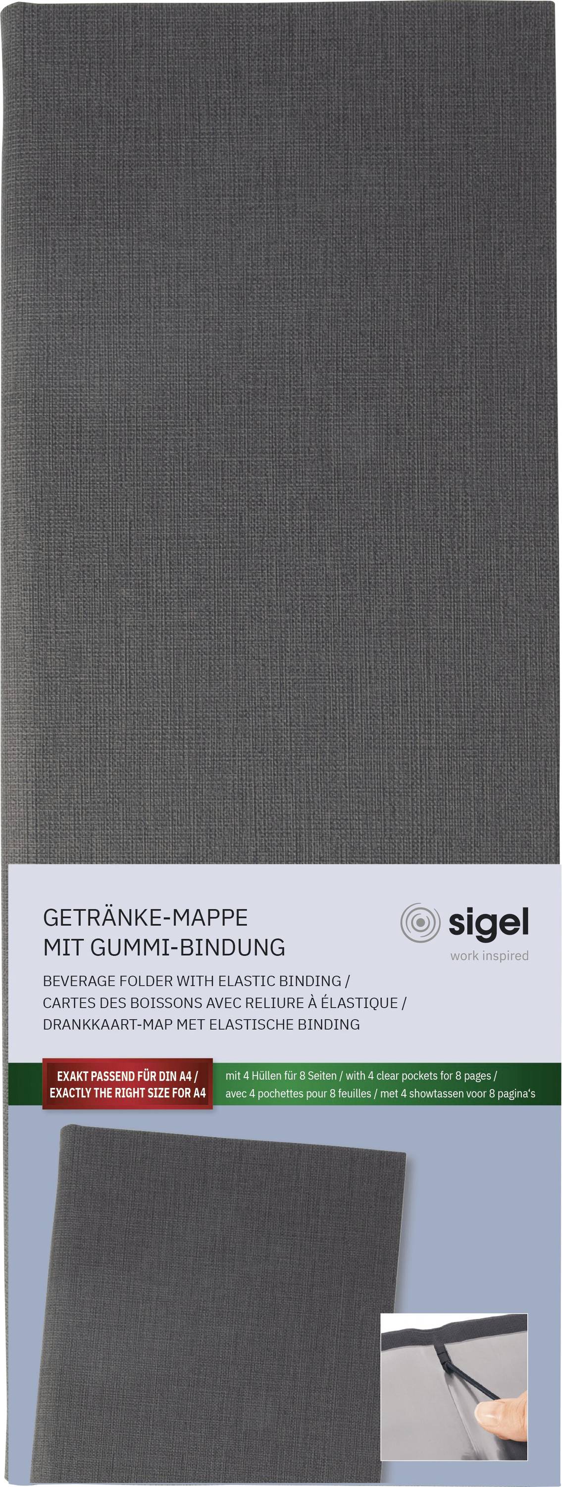 Support-menu avec reliure élastique, gris foncé, marque Sigel.