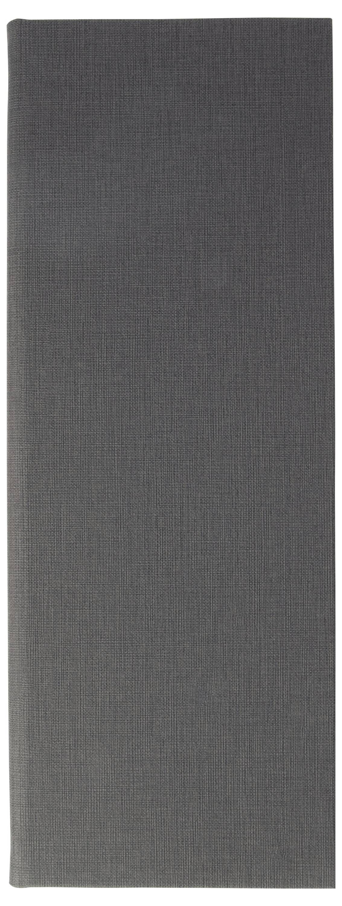 Une couverture de livre grise, rectangulaire, avec une apparence texturée de tissu.