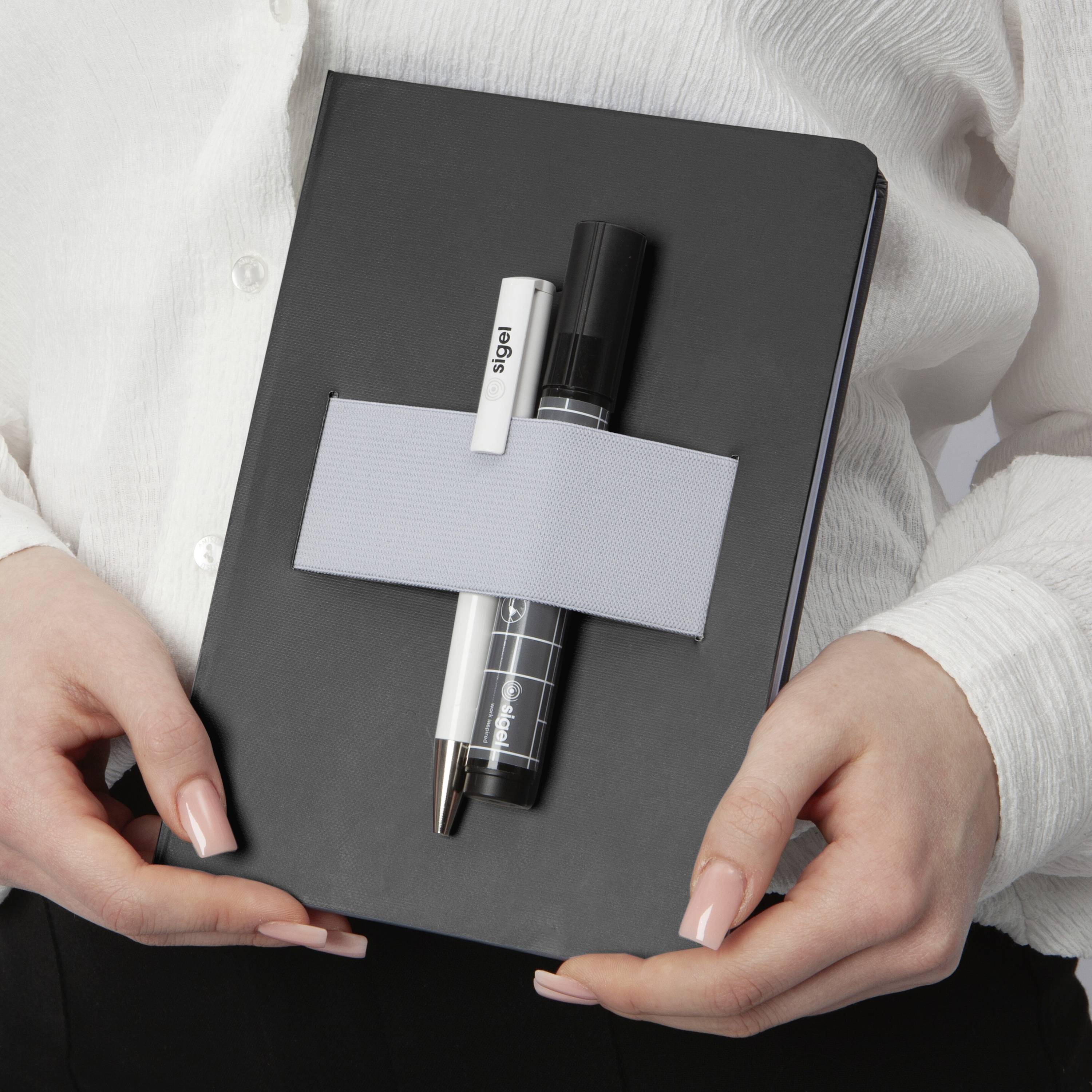 Sigel LS206 Cahier Linescape Hardcover DIN A5 quadrillé gris foncé, gris clair Nombre de pages: 88